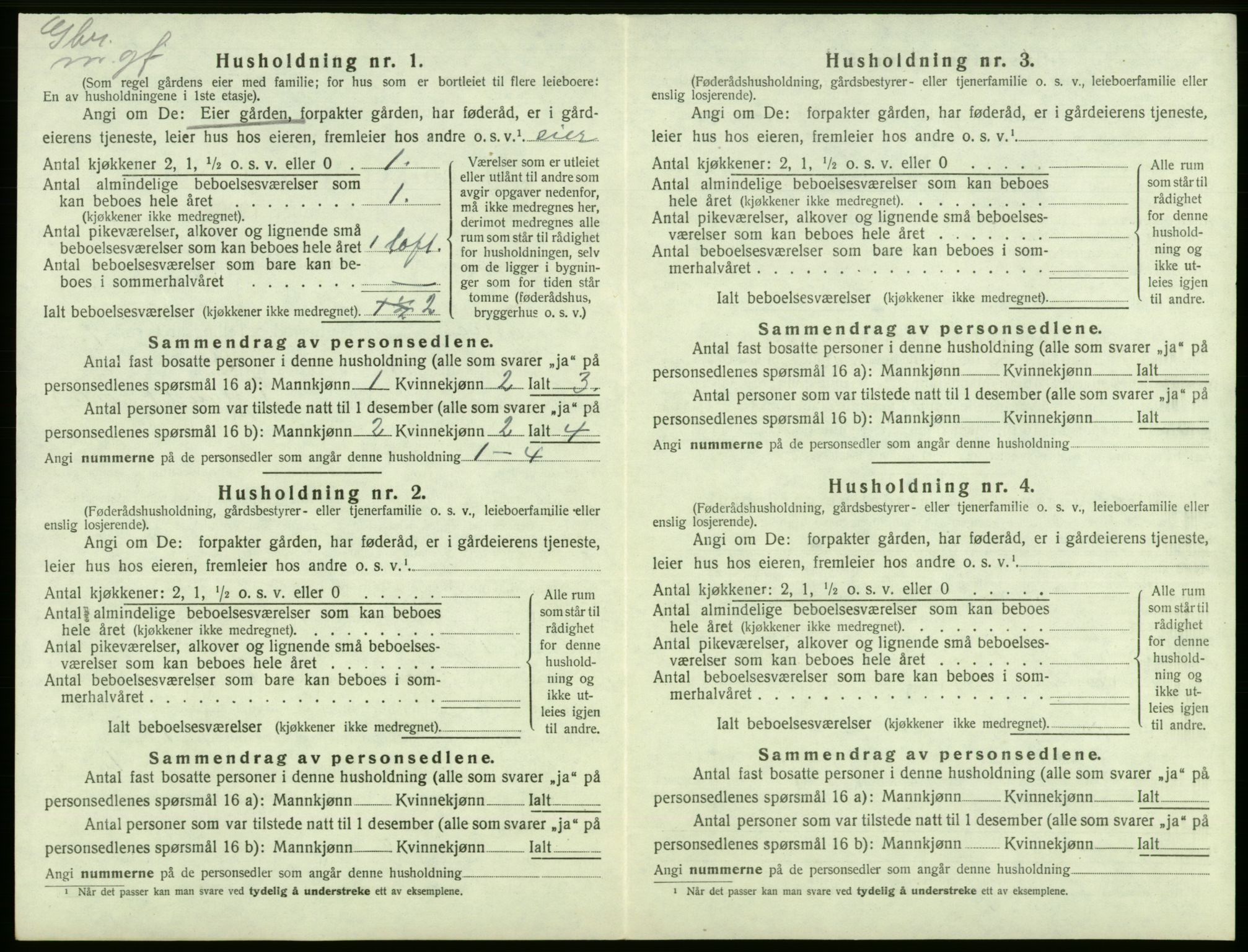 SAB, 1920 census for Tysnes, 1920, p. 827