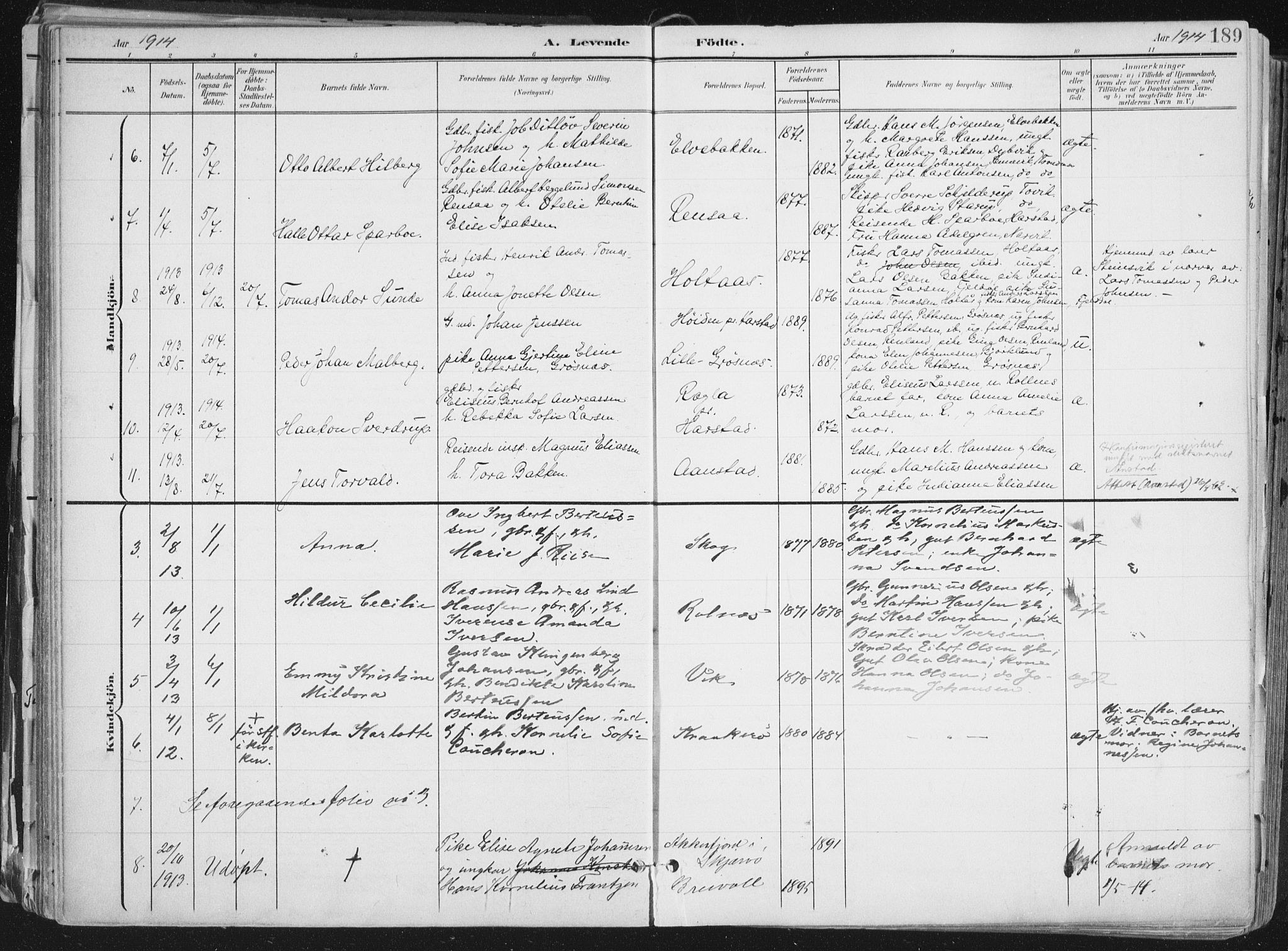 Ibestad sokneprestembete, SATØ/S-0077/H/Ha/Haa/L0017kirke: Parish register (official) no. 17, 1901-1914, p. 189