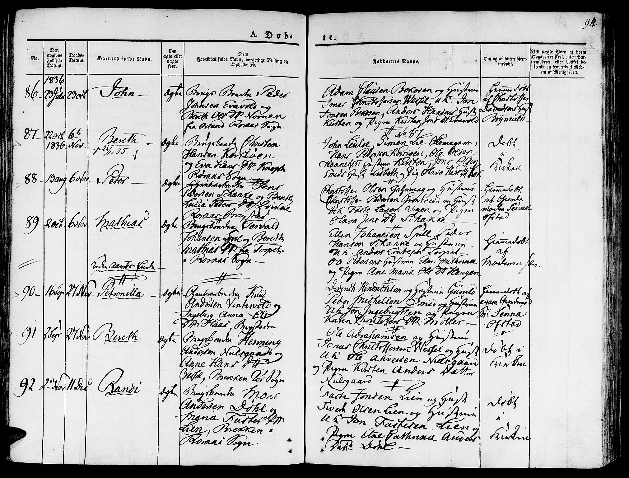 Ministerialprotokoller, klokkerbøker og fødselsregistre - Sør-Trøndelag, SAT/A-1456/681/L0930: Parish register (official) no. 681A08, 1829-1844, p. 94