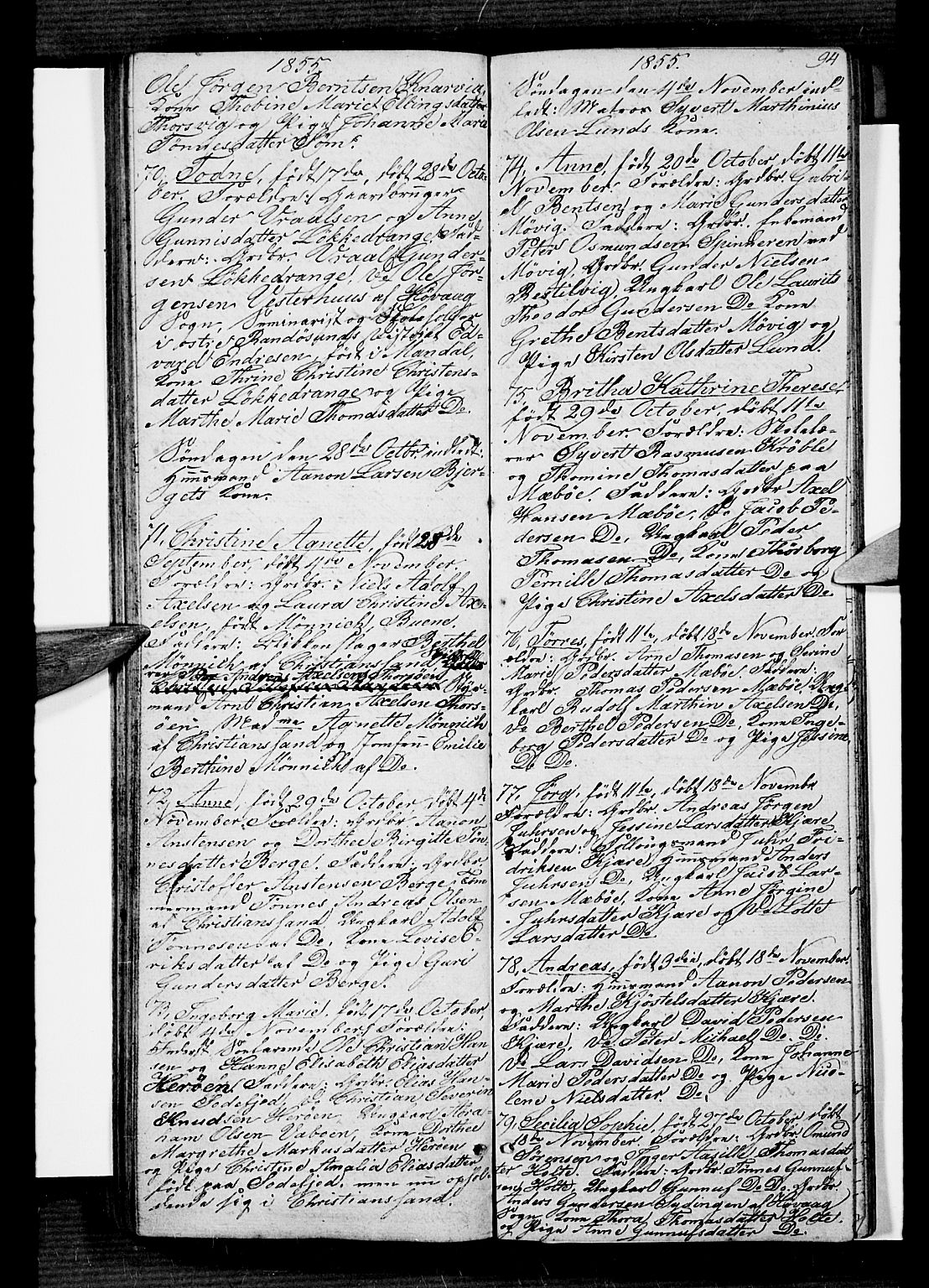 Oddernes sokneprestkontor, SAK/1111-0033/F/Fb/Fba/L0005: Parish register (copy) no. B 5, 1846-1859, p. 94