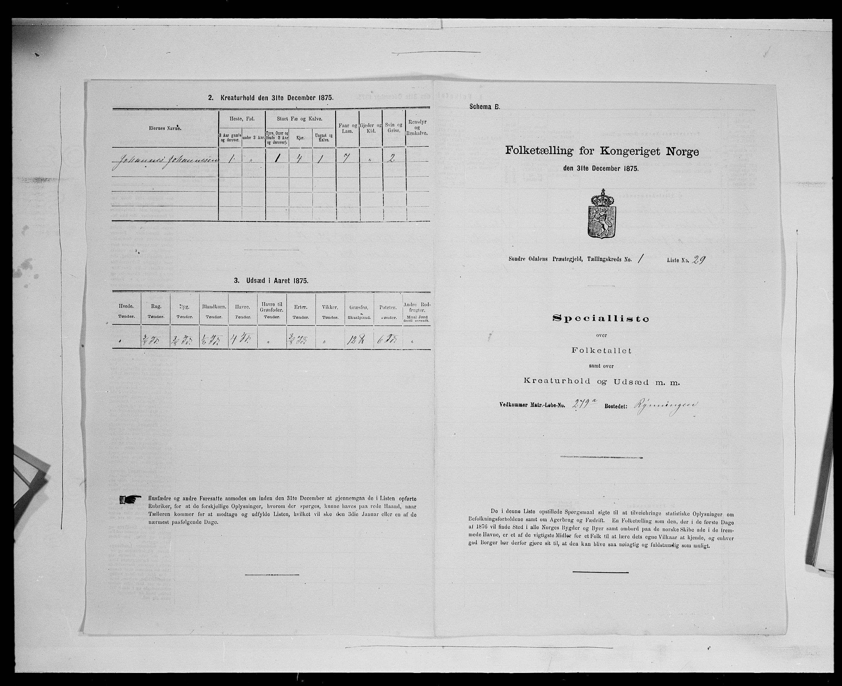 SAH, 1875 census for 0419P Sør-Odal, 1875, p. 191