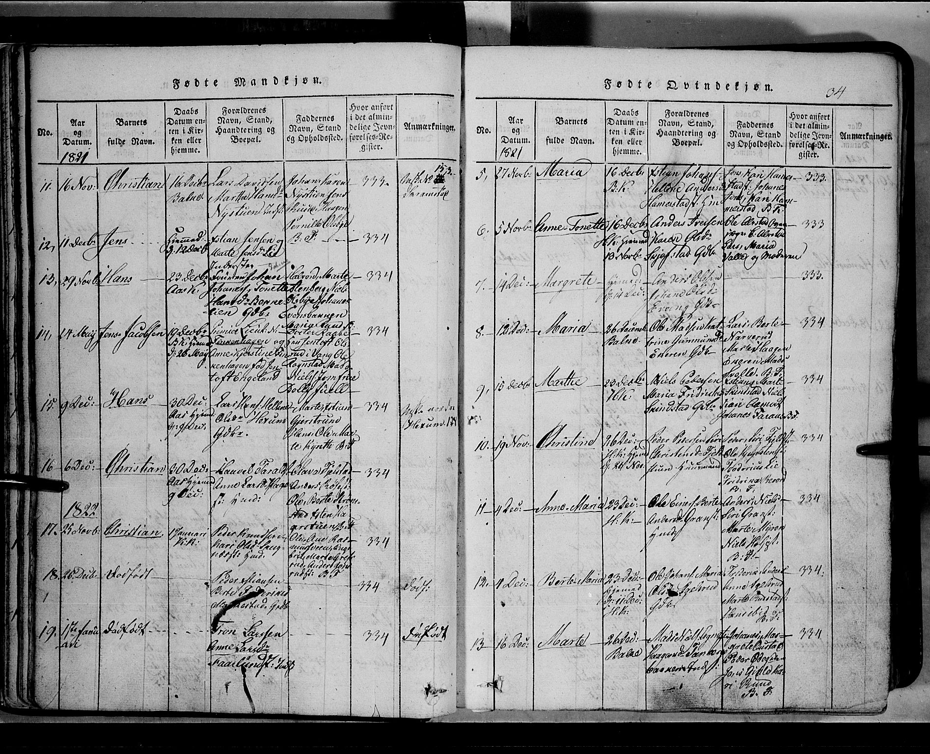Toten prestekontor, SAH/PREST-102/H/Ha/Hab/L0002: Parish register (copy) no. 2, 1820-1827, p. 34