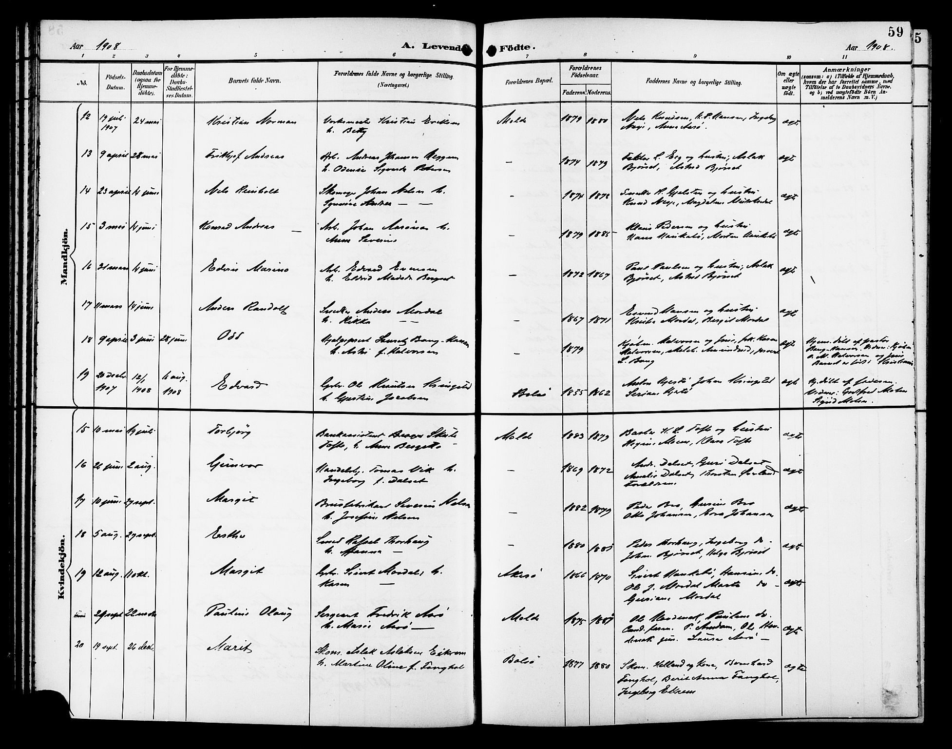 Ministerialprotokoller, klokkerbøker og fødselsregistre - Møre og Romsdal, SAT/A-1454/558/L0702: Parish register (copy) no. 558C03, 1894-1915, p. 59