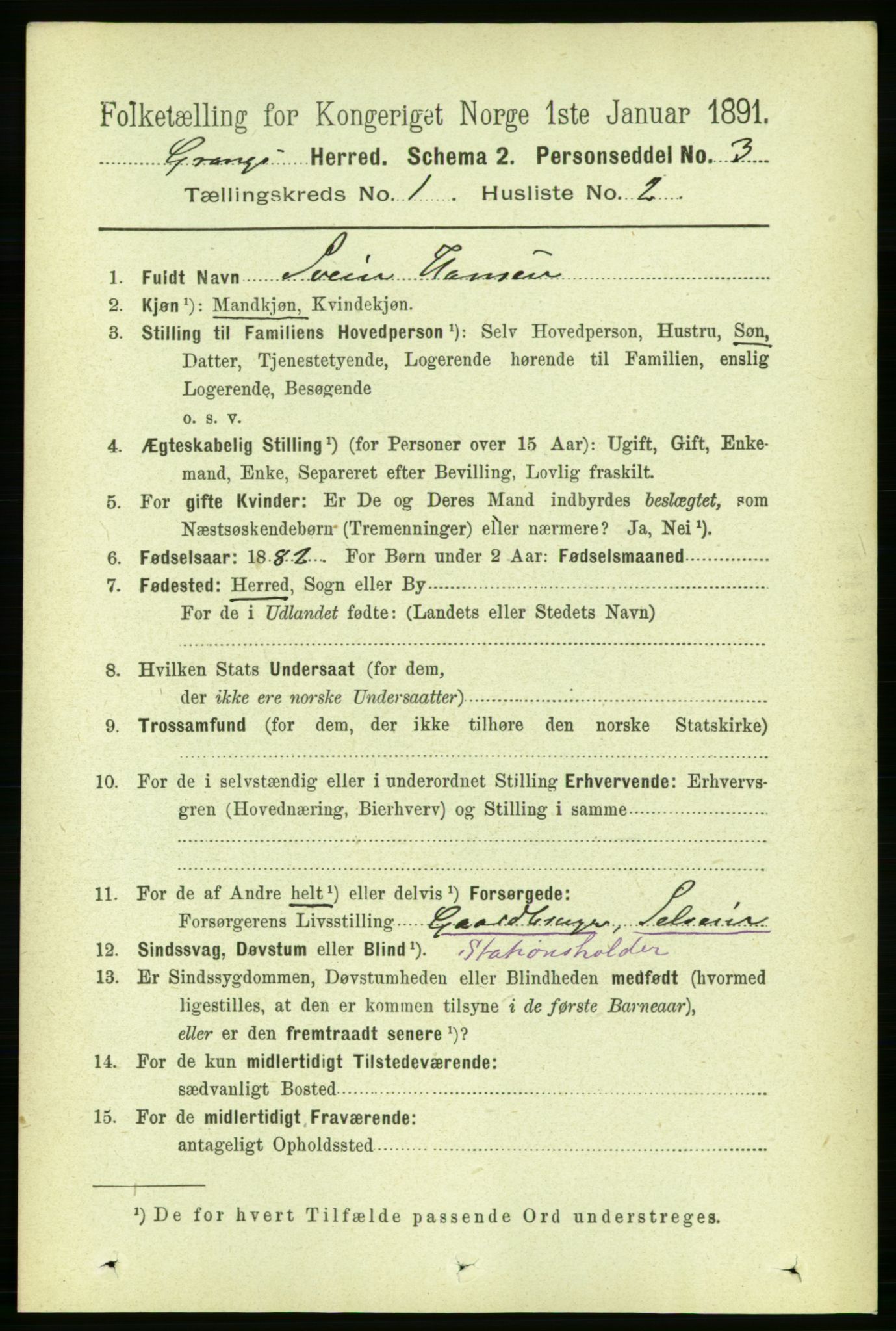 RA, 1891 census for 1742 Grong, 1891, p. 137