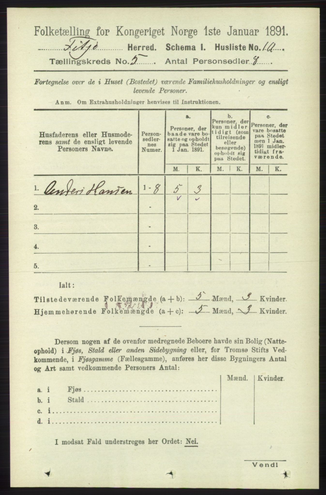 RA, 1891 census for 1222 Fitjar, 1891, p. 1686