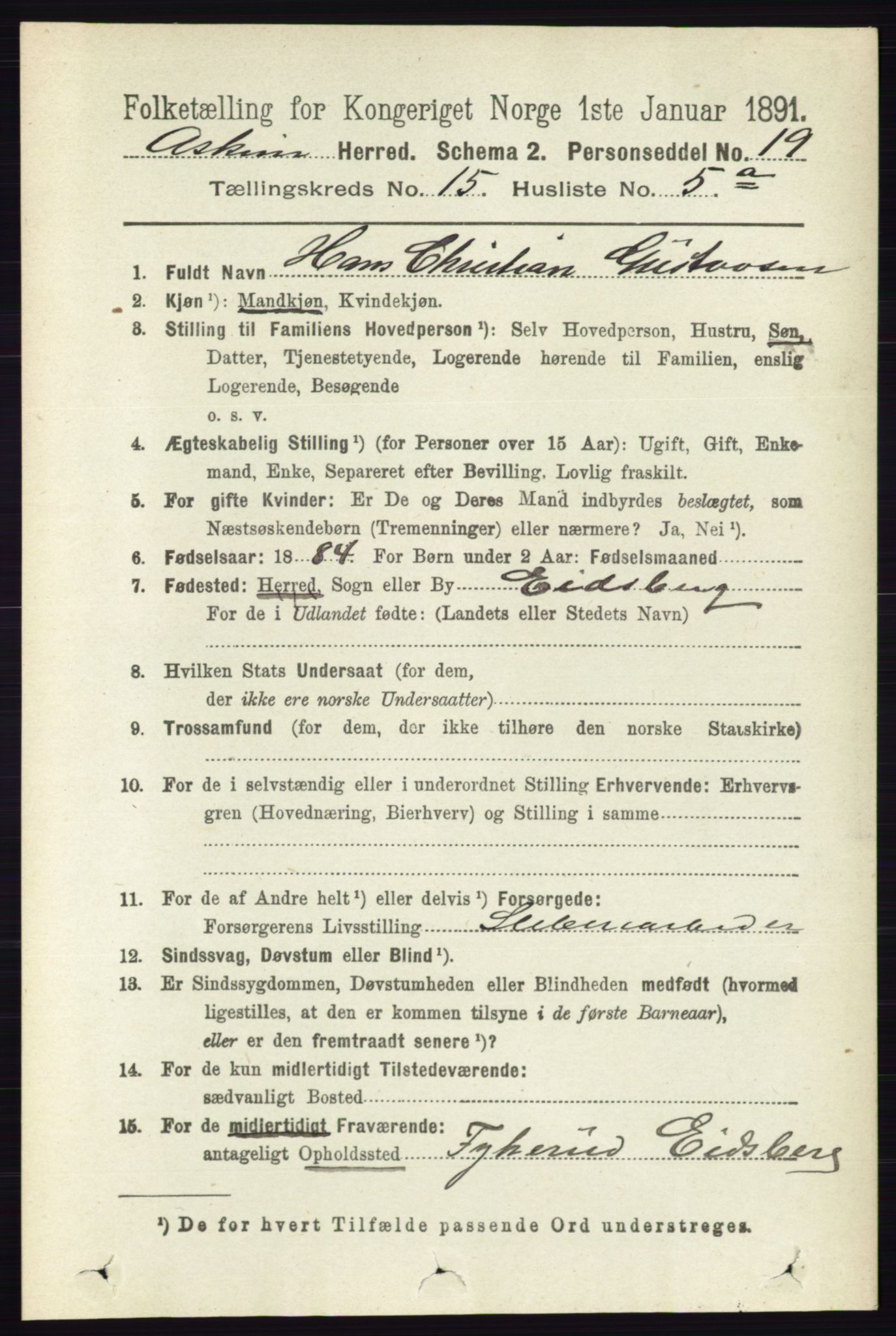 RA, 1891 census for 0124 Askim, 1891, p. 2473