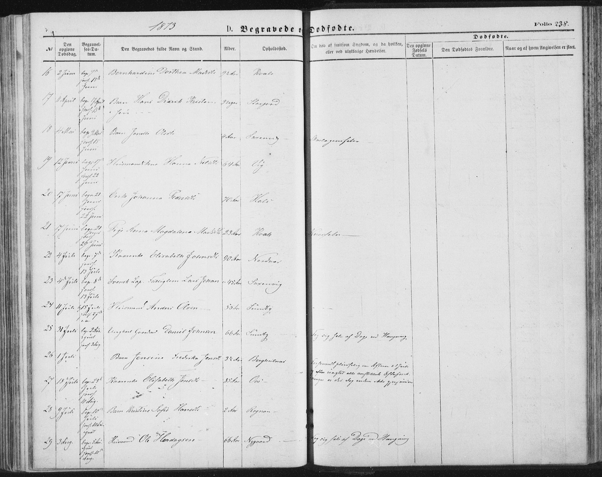 Ministerialprotokoller, klokkerbøker og fødselsregistre - Nordland, SAT/A-1459/847/L0668: Parish register (official) no. 847A08, 1872-1886, p. 238