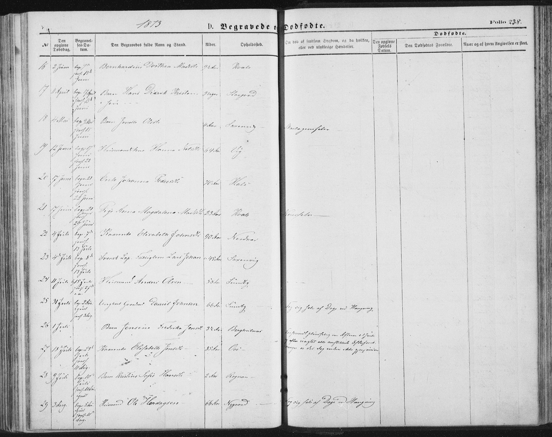 Ministerialprotokoller, klokkerbøker og fødselsregistre - Nordland, AV/SAT-A-1459/847/L0668: Parish register (official) no. 847A08, 1872-1886, p. 238