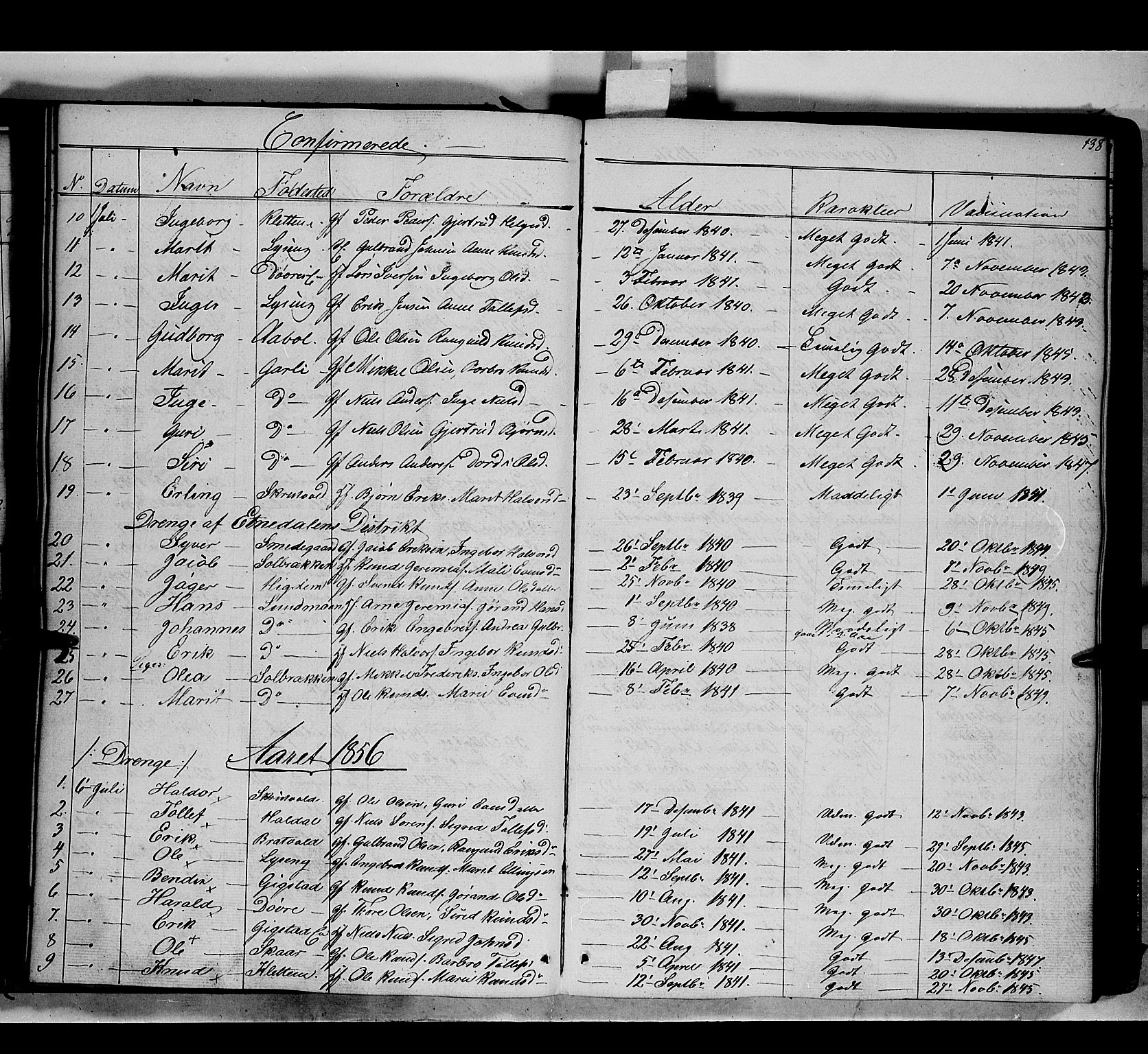 Nord-Aurdal prestekontor, SAH/PREST-132/H/Ha/Haa/L0007: Parish register (official) no. 7, 1842-1863, p. 138