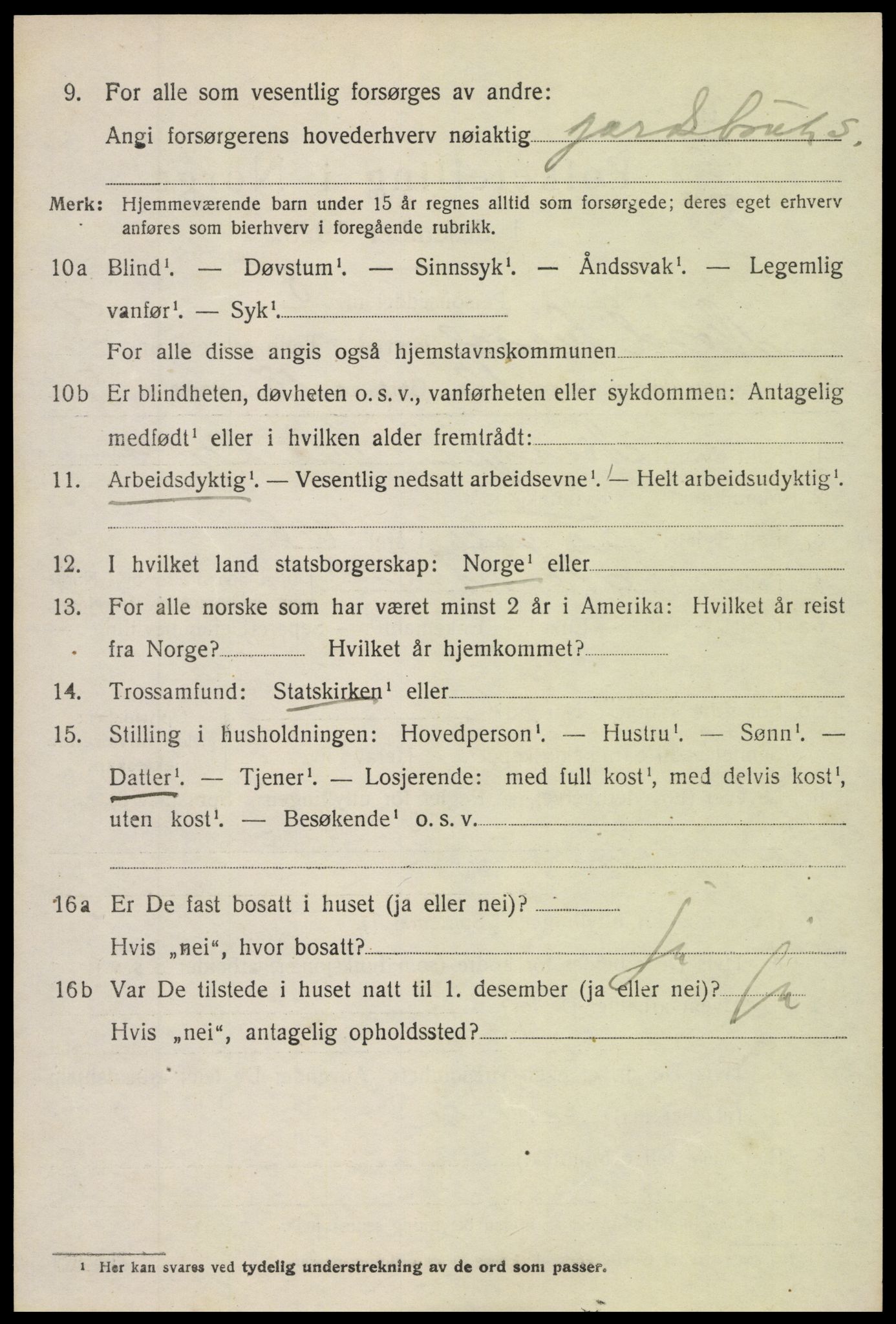 SAH, 1920 census for Nord-Aurdal, 1920, p. 3305