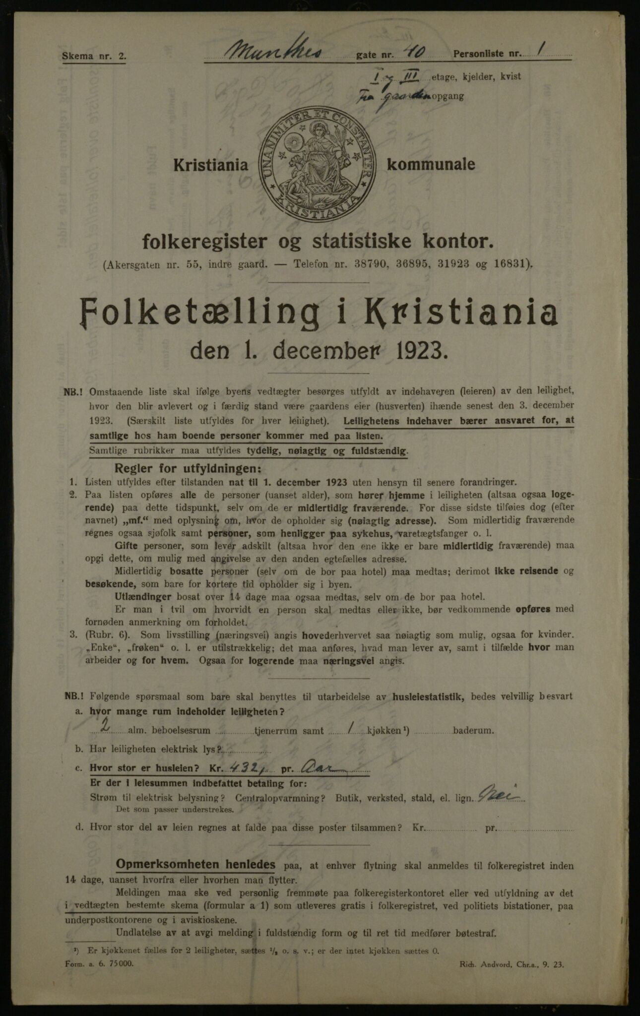 OBA, Municipal Census 1923 for Kristiania, 1923, p. 75129