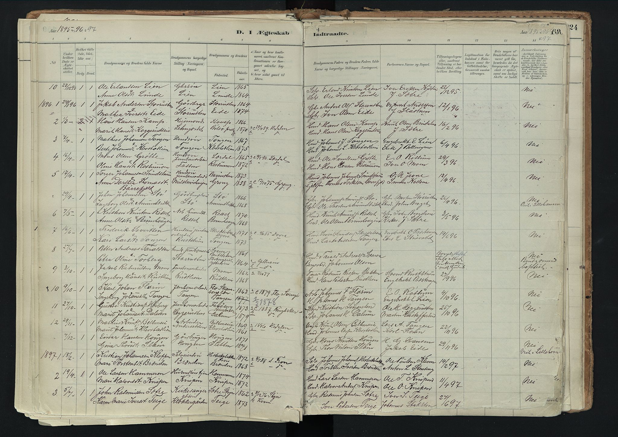 Nord-Fron prestekontor, SAH/PREST-080/H/Ha/Haa/L0003: Parish register (official) no. 3, 1884-1914, p. 160