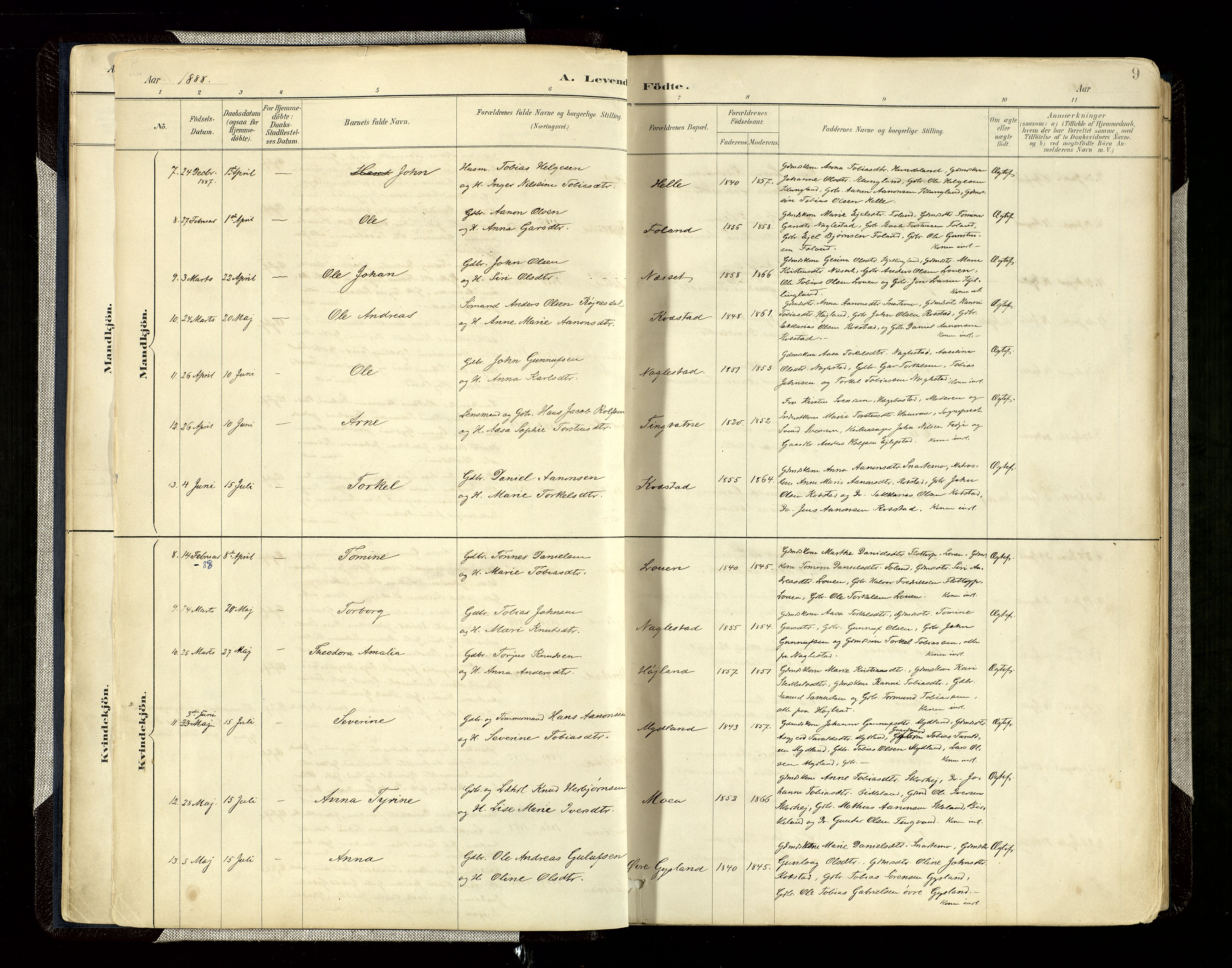 Hægebostad sokneprestkontor, SAK/1111-0024/F/Fa/Faa/L0006: Parish register (official) no. A 6, 1887-1929, p. 9
