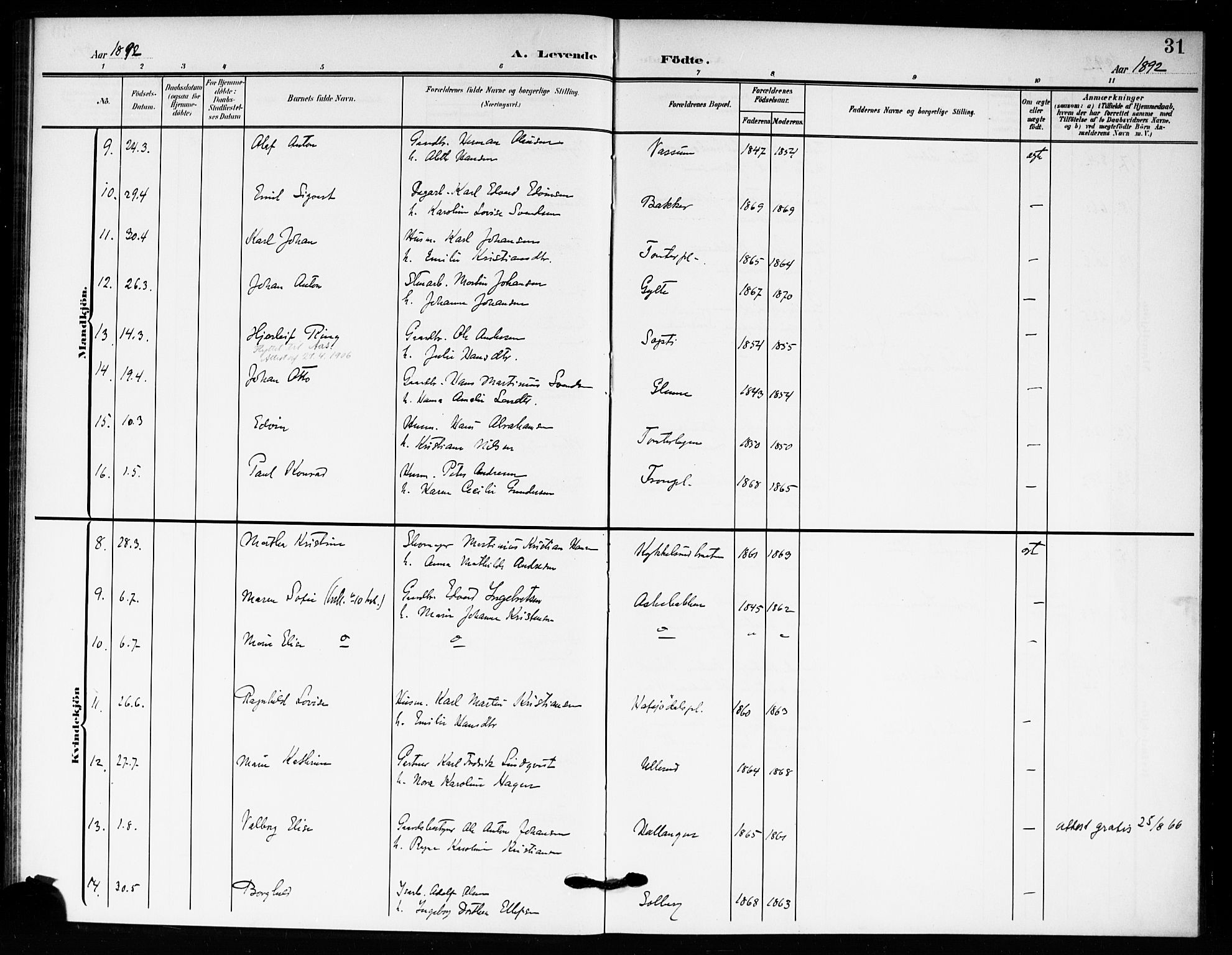 Drøbak prestekontor Kirkebøker, SAO/A-10142a/F/Fc/L0001: Parish register (official) no. III 1, 1871-1900, p. 31