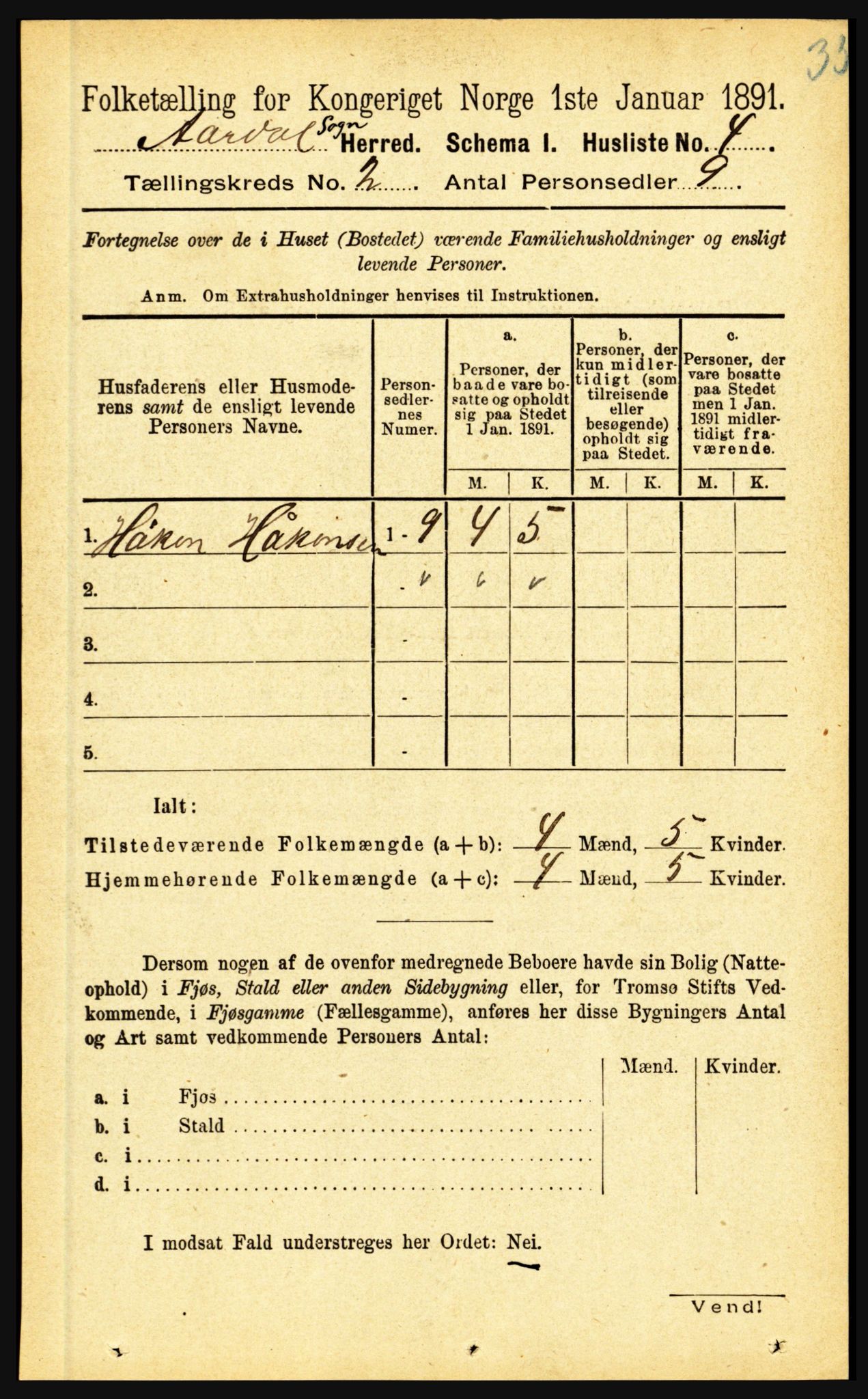 RA, 1891 census for 1424 Årdal, 1891, p. 130