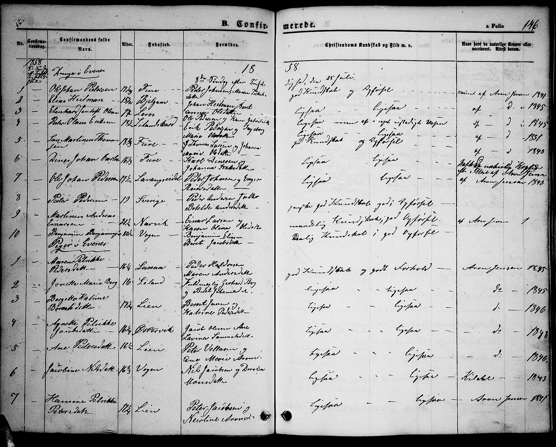 Ministerialprotokoller, klokkerbøker og fødselsregistre - Nordland, SAT/A-1459/863/L0912: Parish register (copy) no. 863C02, 1858-1876, p. 146