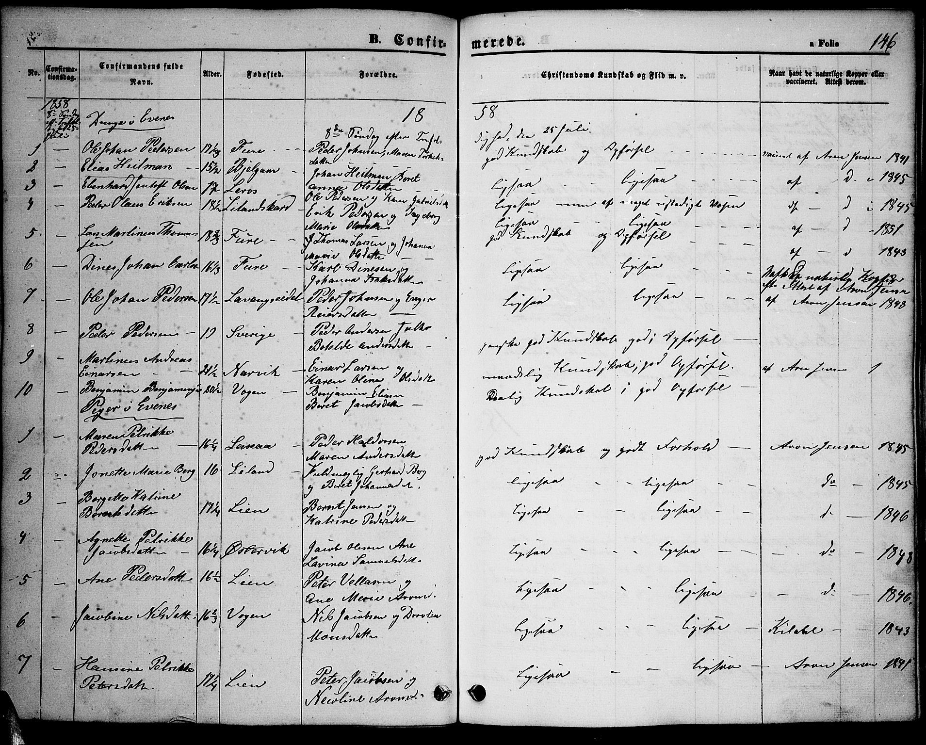Ministerialprotokoller, klokkerbøker og fødselsregistre - Nordland, AV/SAT-A-1459/863/L0912: Parish register (copy) no. 863C02, 1858-1876, p. 146