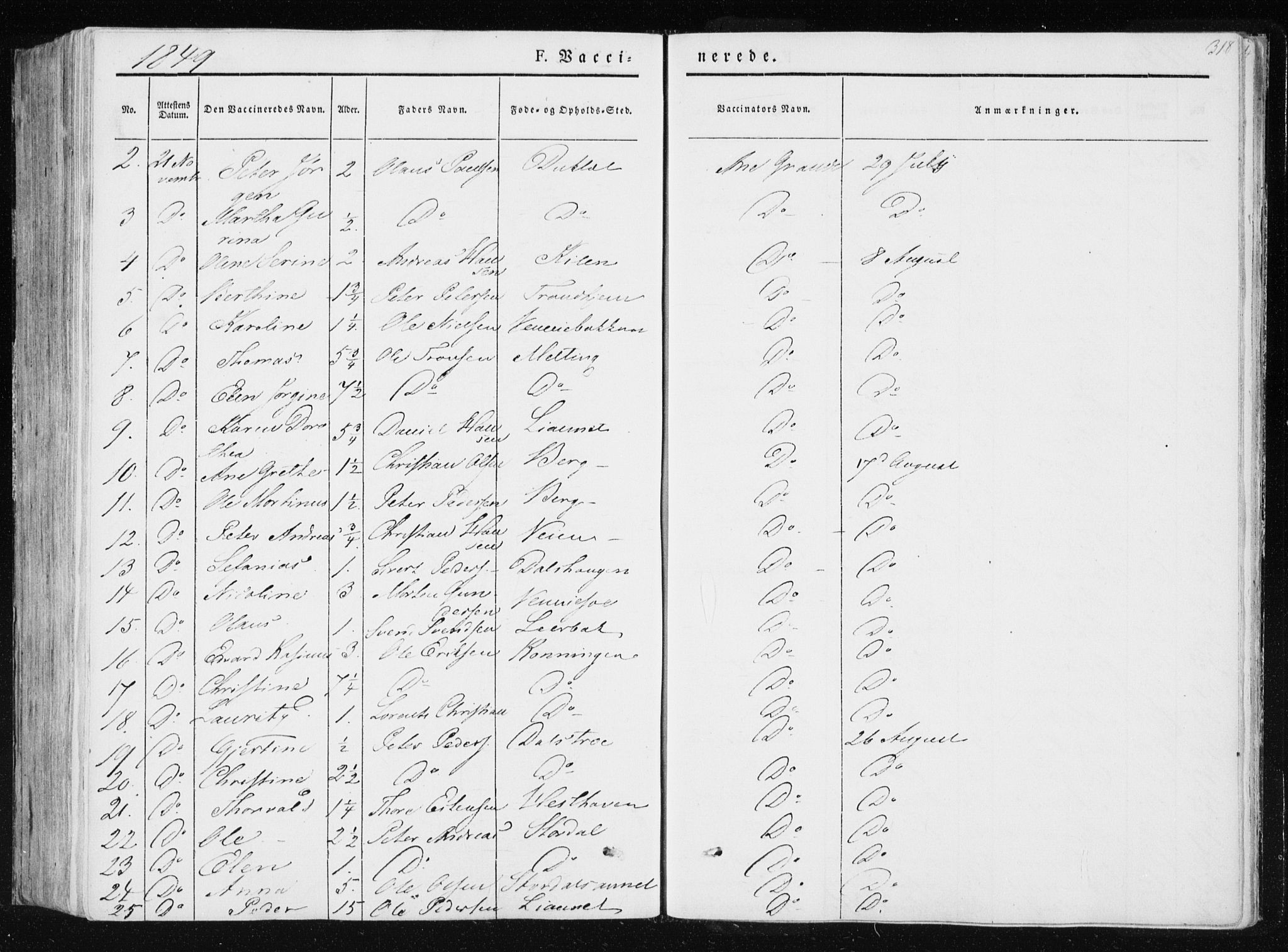 Ministerialprotokoller, klokkerbøker og fødselsregistre - Nord-Trøndelag, AV/SAT-A-1458/733/L0323: Parish register (official) no. 733A02, 1843-1870, p. 318