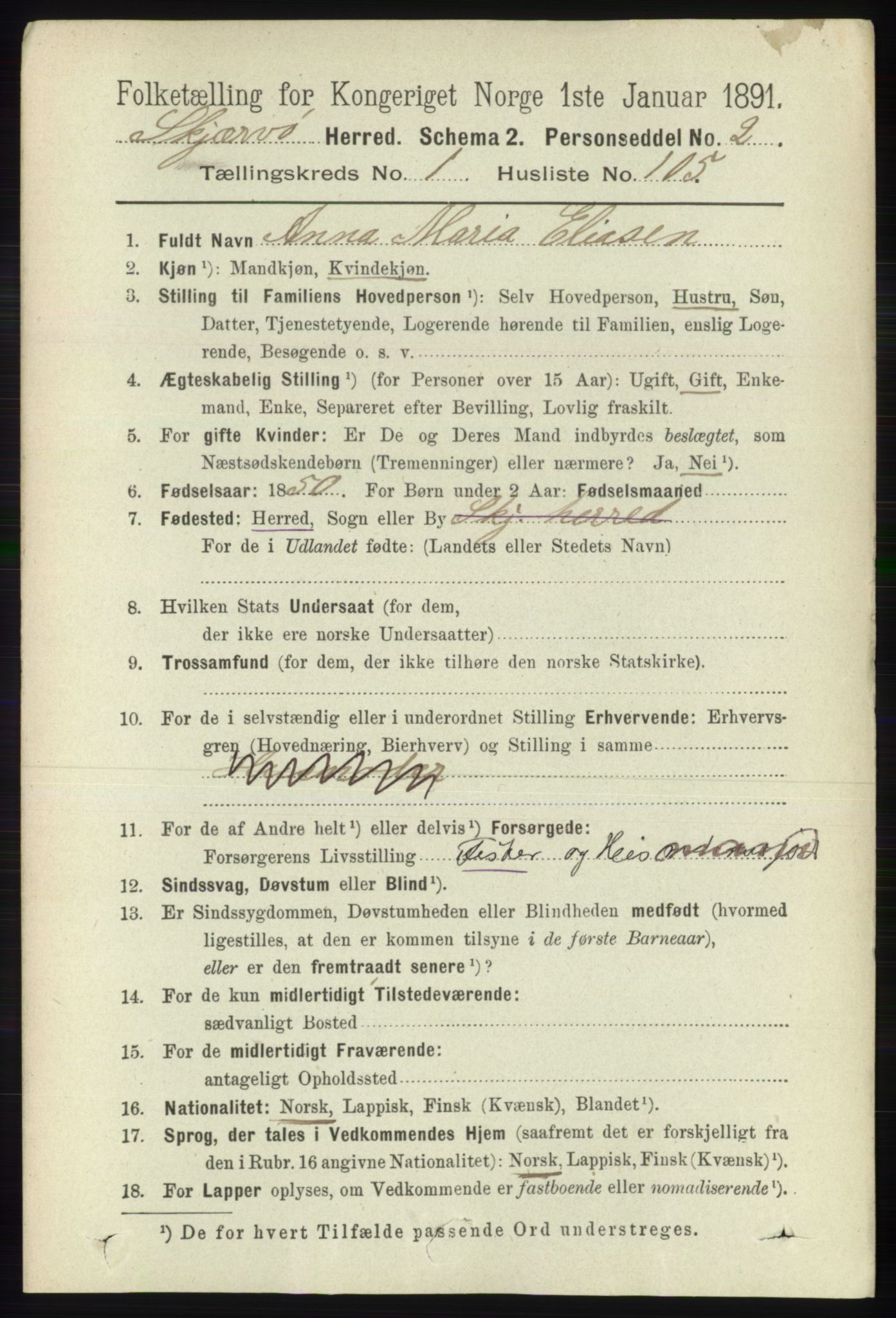 RA, 1891 census for 1941 Skjervøy, 1891, p. 912