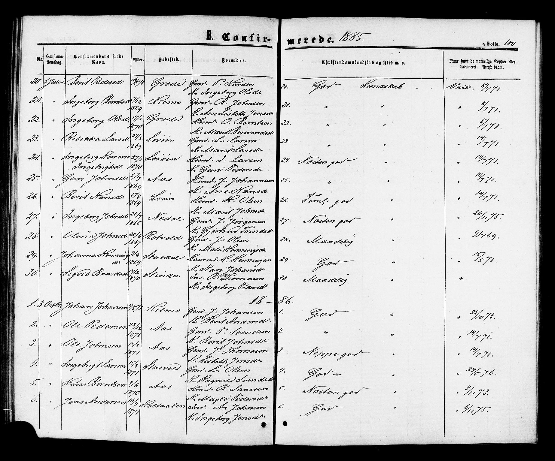 Ministerialprotokoller, klokkerbøker og fødselsregistre - Sør-Trøndelag, SAT/A-1456/698/L1163: Parish register (official) no. 698A01, 1862-1887, p. 100