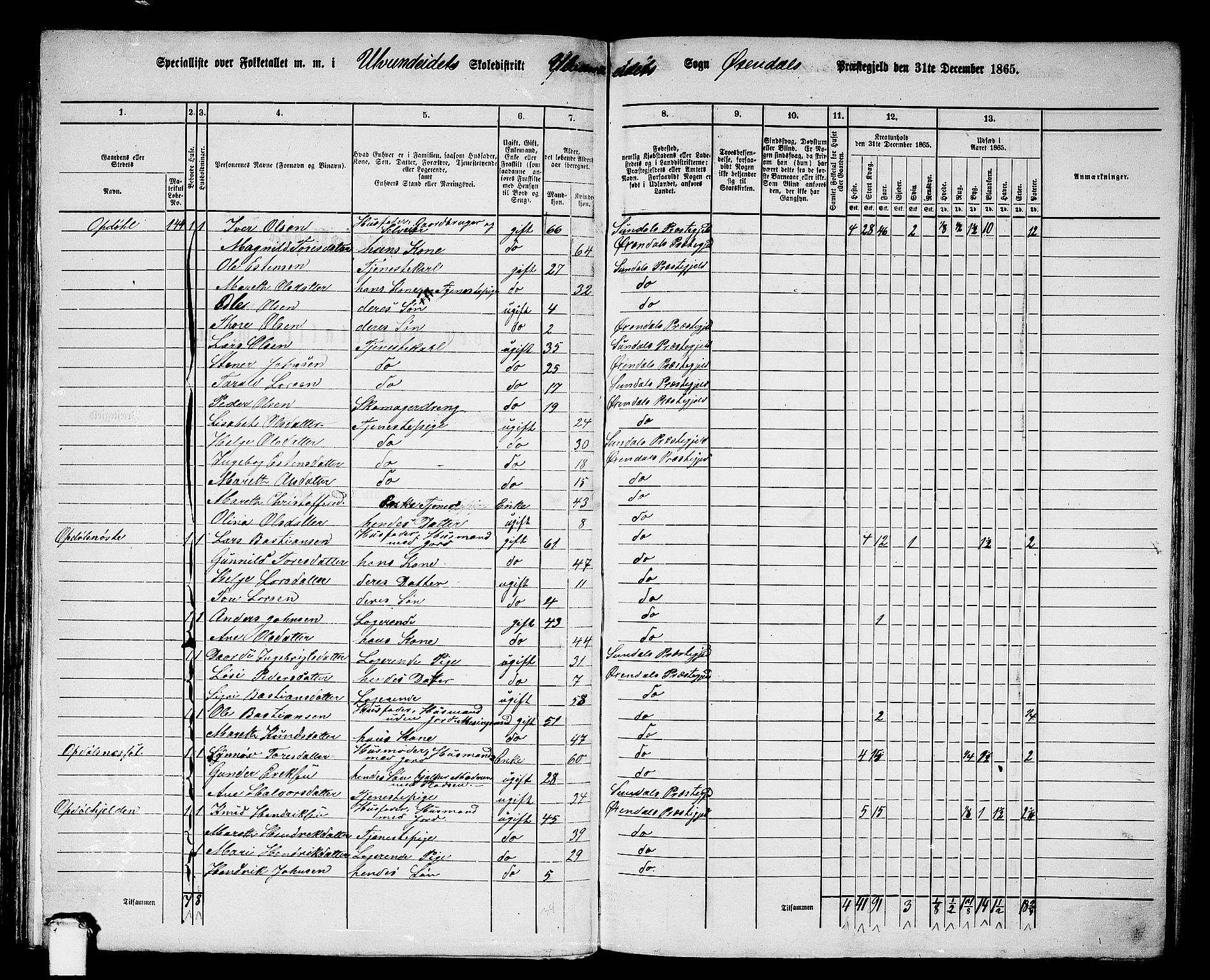 RA, 1865 census for Øksendal, 1865, p. 49