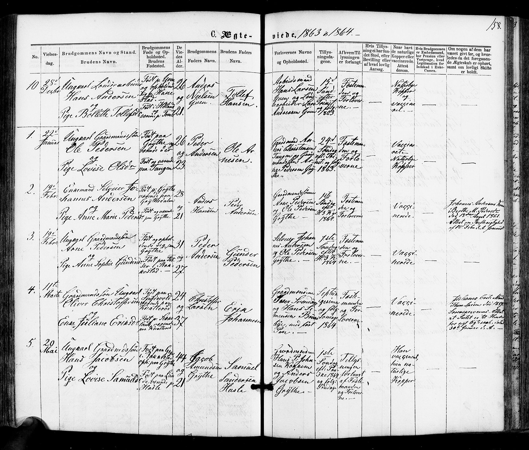 Varteig prestekontor Kirkebøker, SAO/A-10447a/F/Fa/L0001: Parish register (official) no. 1, 1861-1877, p. 158