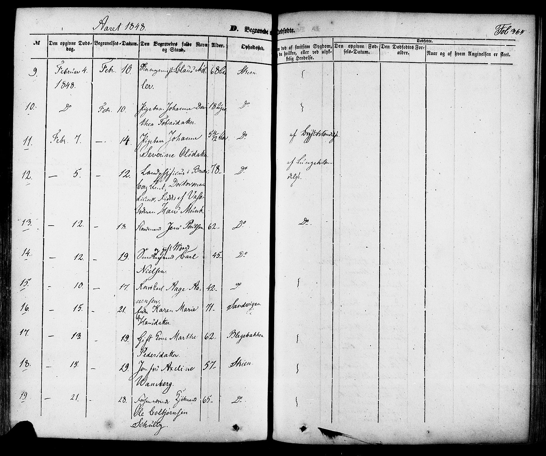 Skien kirkebøker, AV/SAKO-A-302/F/Fa/L0006a: Parish register (official) no. 6A, 1843-1856, p. 365