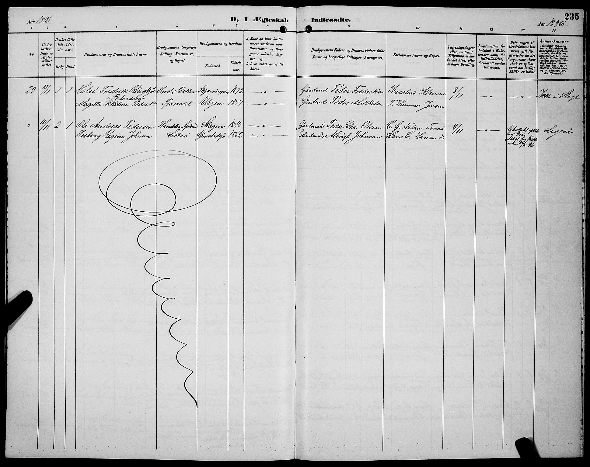 Ministerialprotokoller, klokkerbøker og fødselsregistre - Nordland, SAT/A-1459/891/L1316: Parish register (copy) no. 891C05, 1894-1898, p. 235