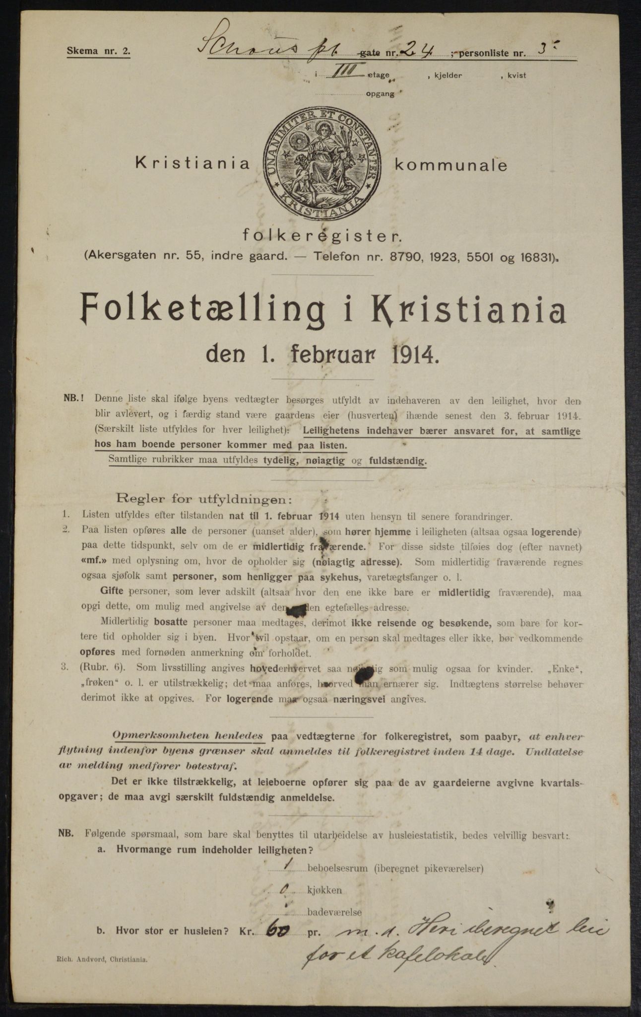 OBA, Municipal Census 1914 for Kristiania, 1914, p. 90305