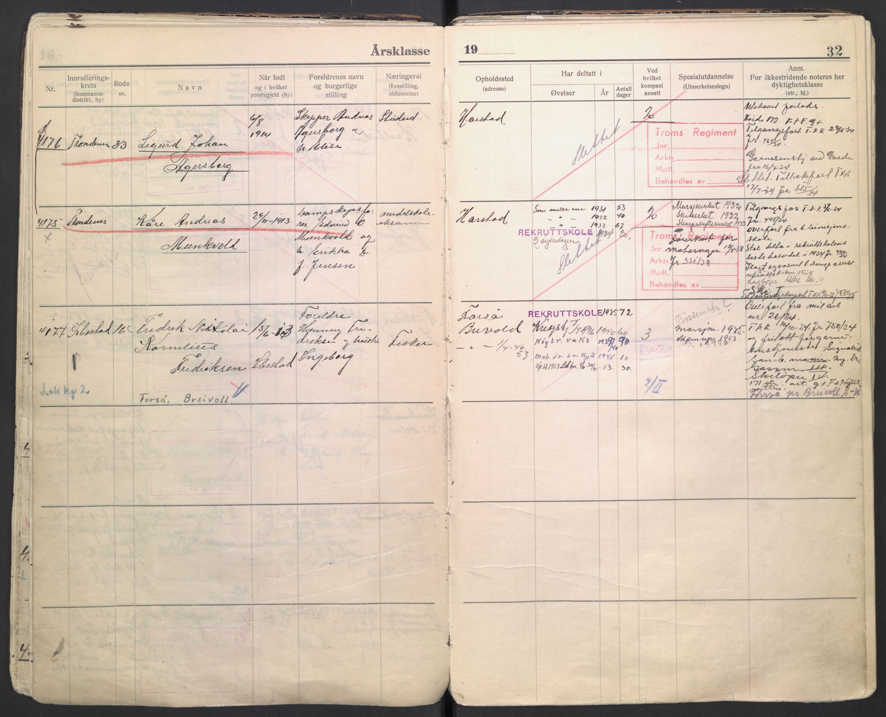 Forsvaret, Troms infanteriregiment nr. 16, AV/RA-RAFA-3146/P/Pa/L0006/0007: Ruller / Rulle for regimentets menige mannskaper, årsklasse 1934, 1934, p. 32