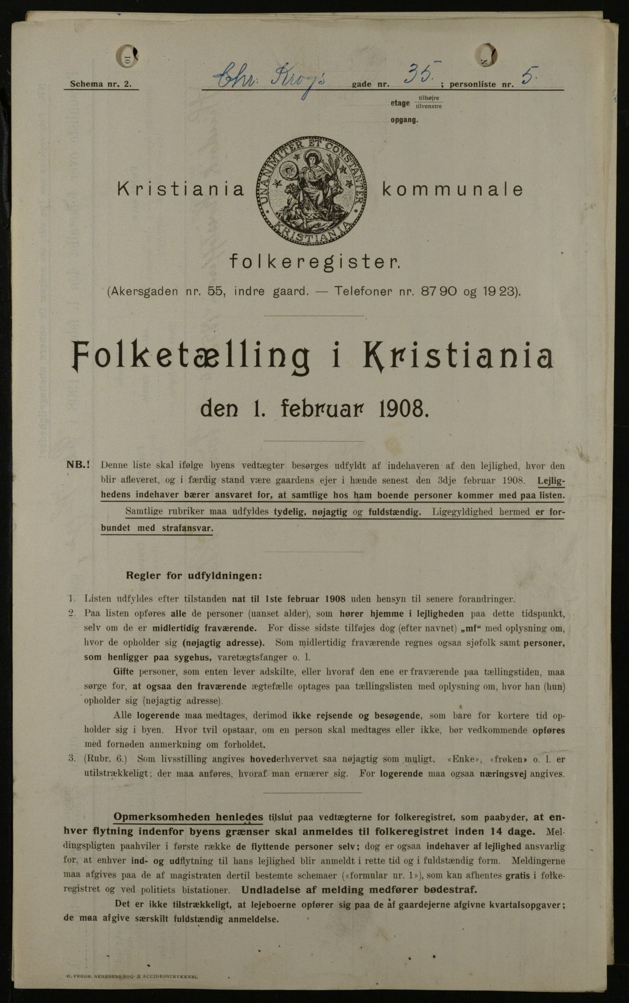 OBA, Municipal Census 1908 for Kristiania, 1908, p. 11253