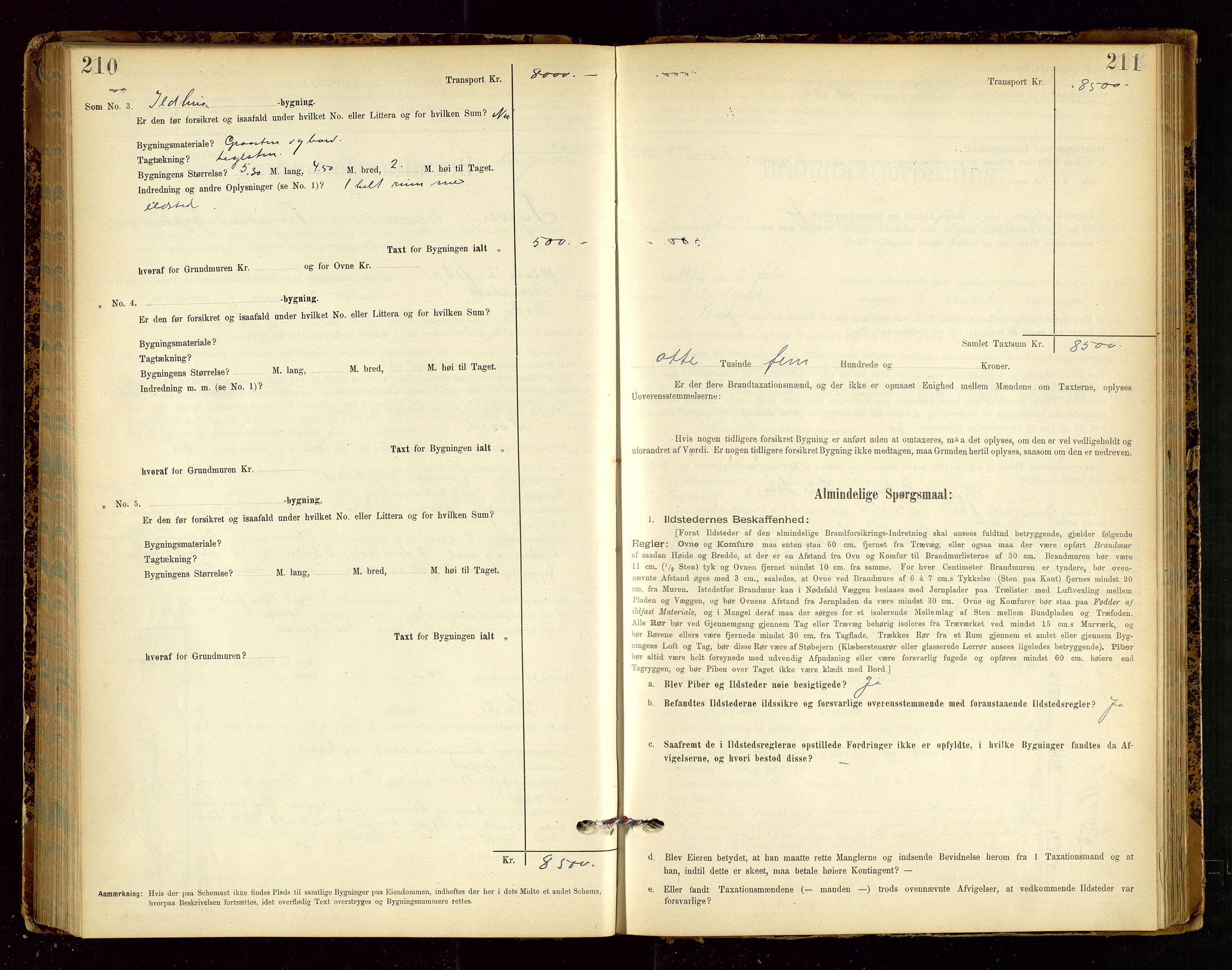 Tysvær lensmannskontor, AV/SAST-A-100192/Gob/L0002: "Brandtakstprotokol for Lensmanden i Tysvær", 1901-1932, p. 210-211