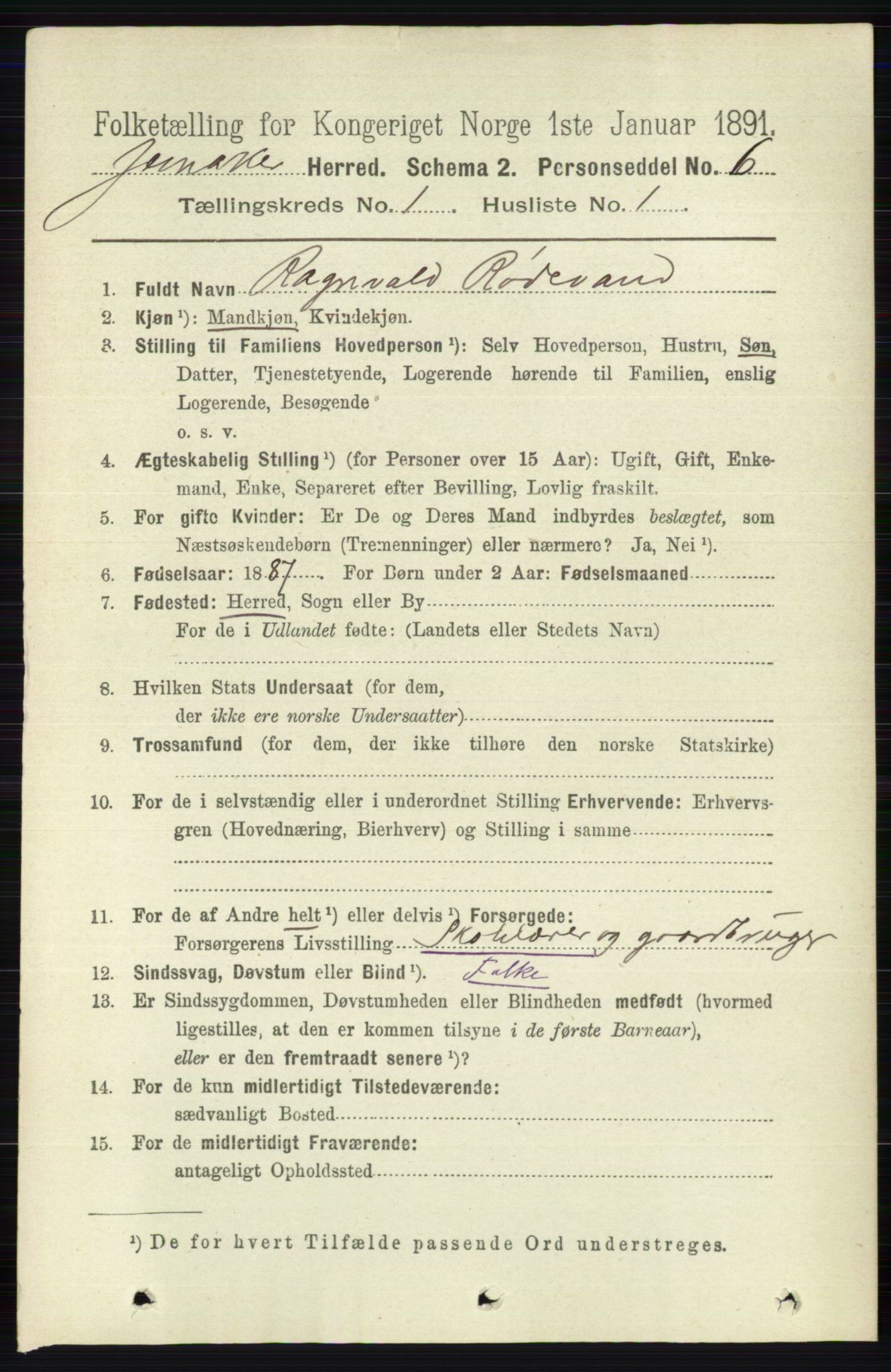 RA, 1891 census for 0532 Jevnaker, 1891, p. 119