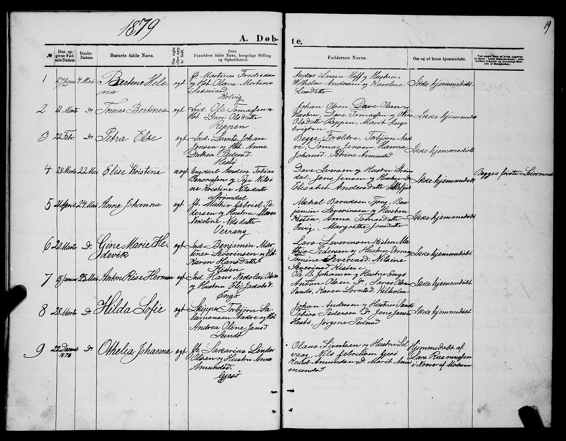 Ministerialprotokoller, klokkerbøker og fødselsregistre - Nordland, SAT/A-1459/841/L0620: Parish register (copy) no. 841C04, 1877-1896, p. 19