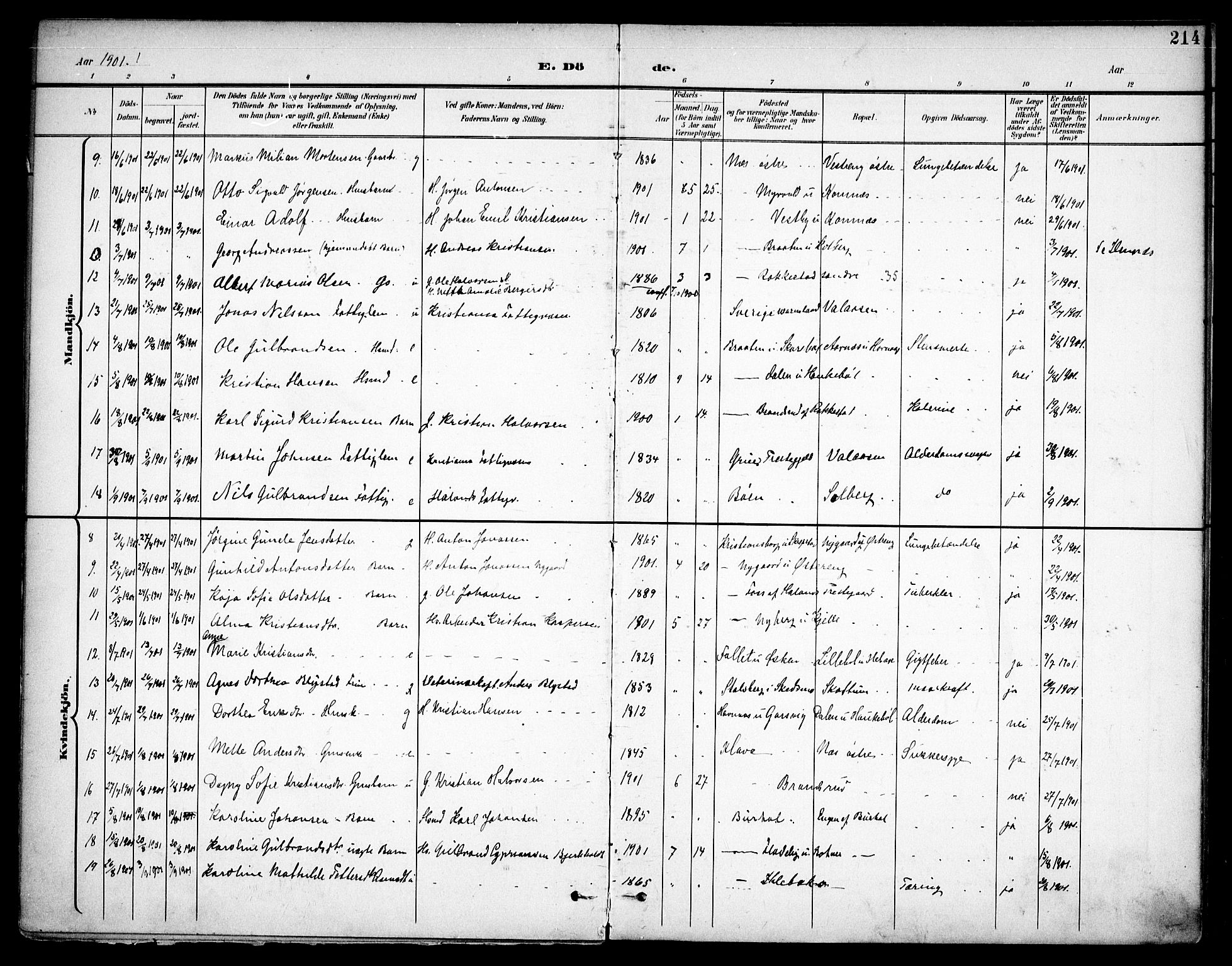 Høland prestekontor Kirkebøker, AV/SAO-A-10346a/F/Fa/L0015: Parish register (official) no. I 15, 1897-1912, p. 214