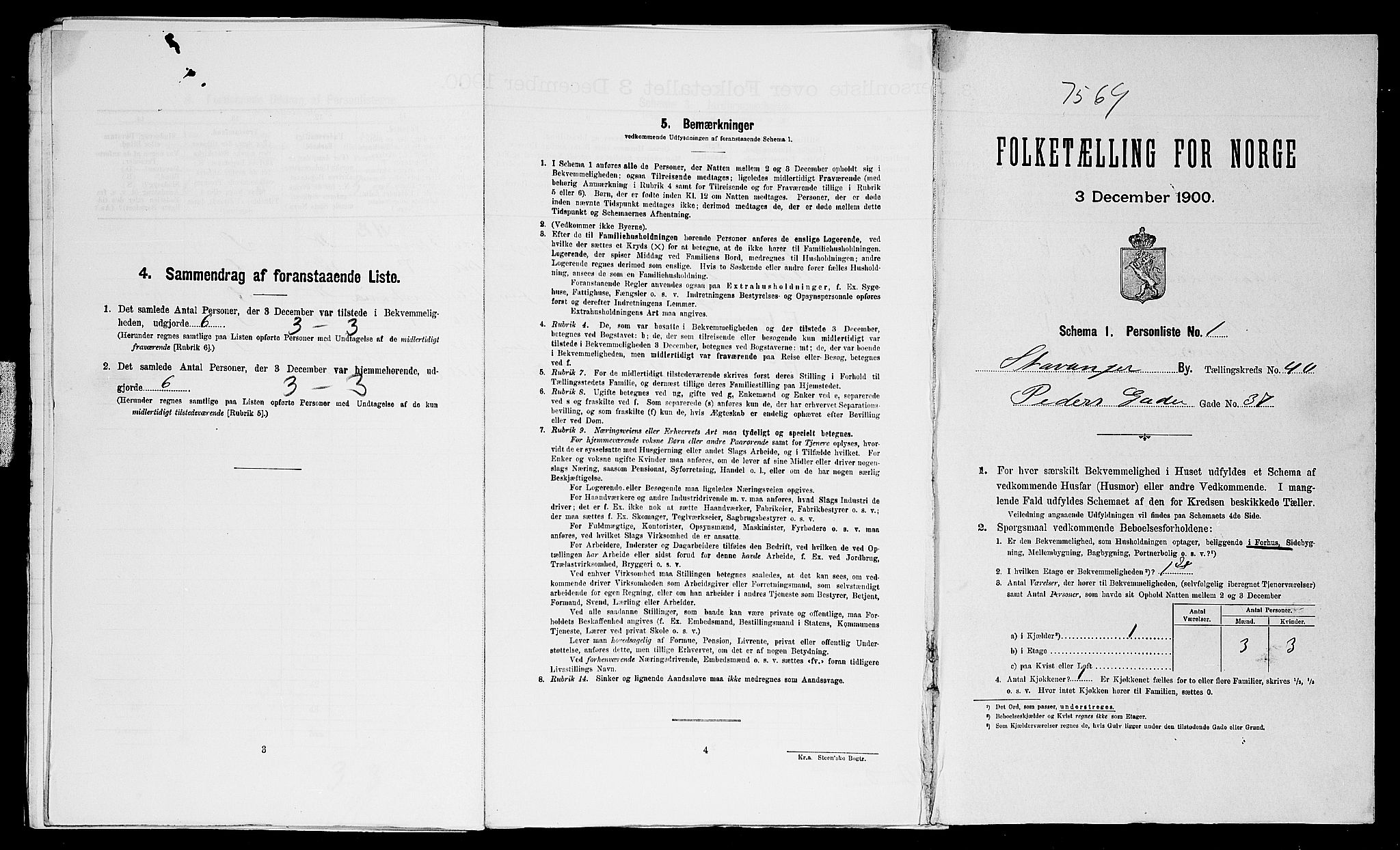 SAST, 1900 census for Stavanger, 1900, p. 14468