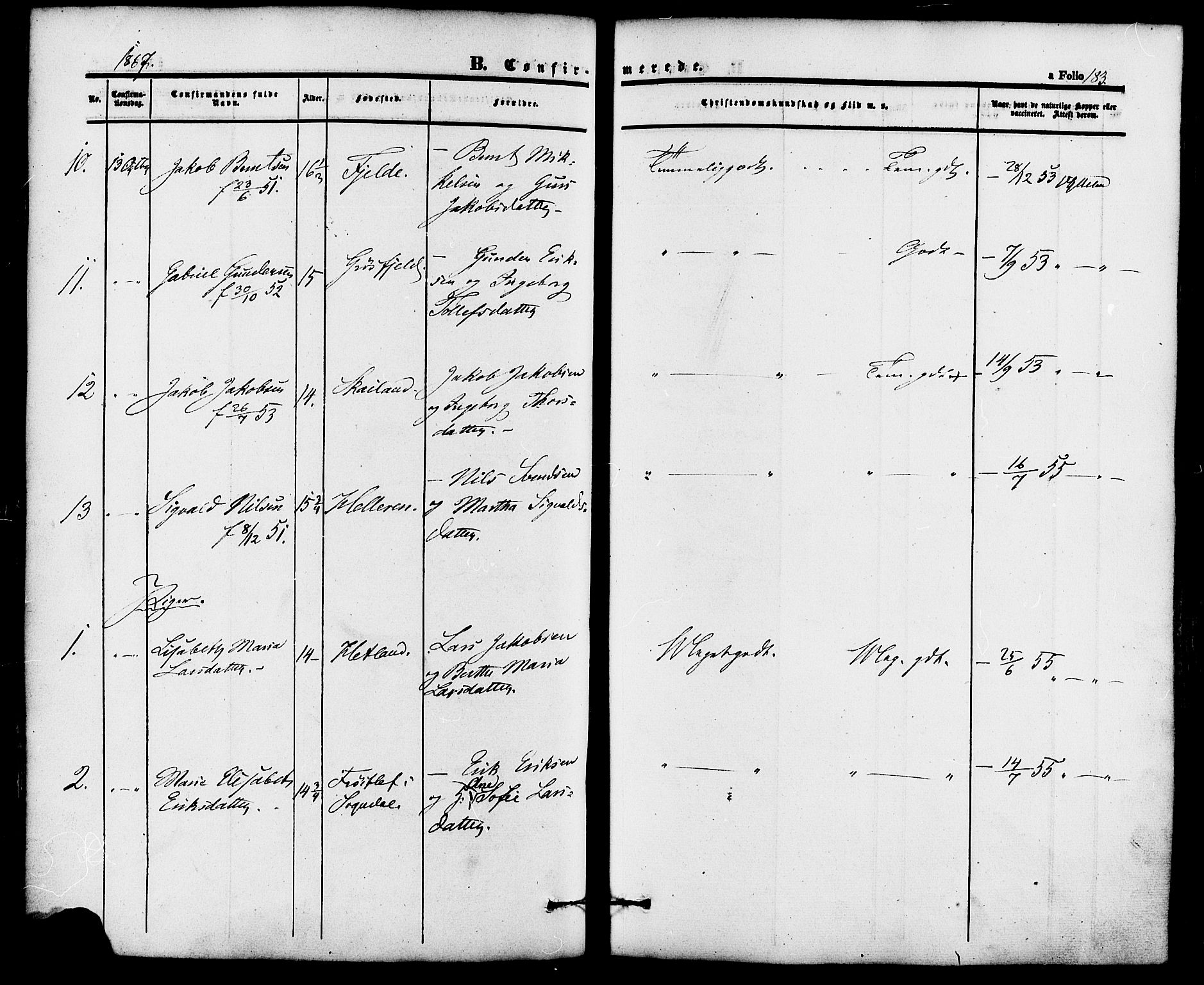 Lund sokneprestkontor, AV/SAST-A-101809/S06/L0010: Parish register (official) no. A 9, 1854-1886, p. 183