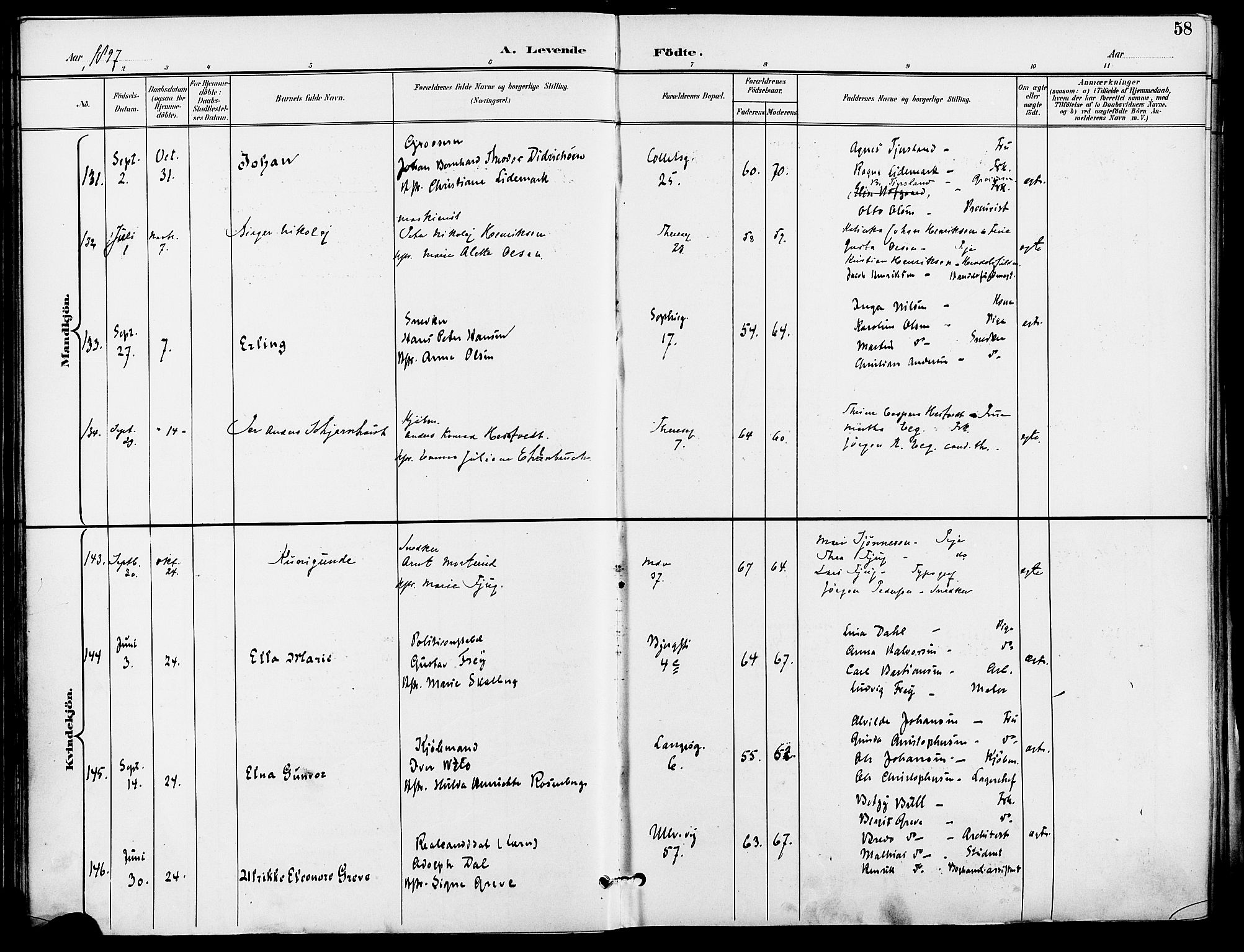 Gamle Aker prestekontor Kirkebøker, AV/SAO-A-10617a/F/L0011: Parish register (official) no. 11, 1896-1901, p. 58