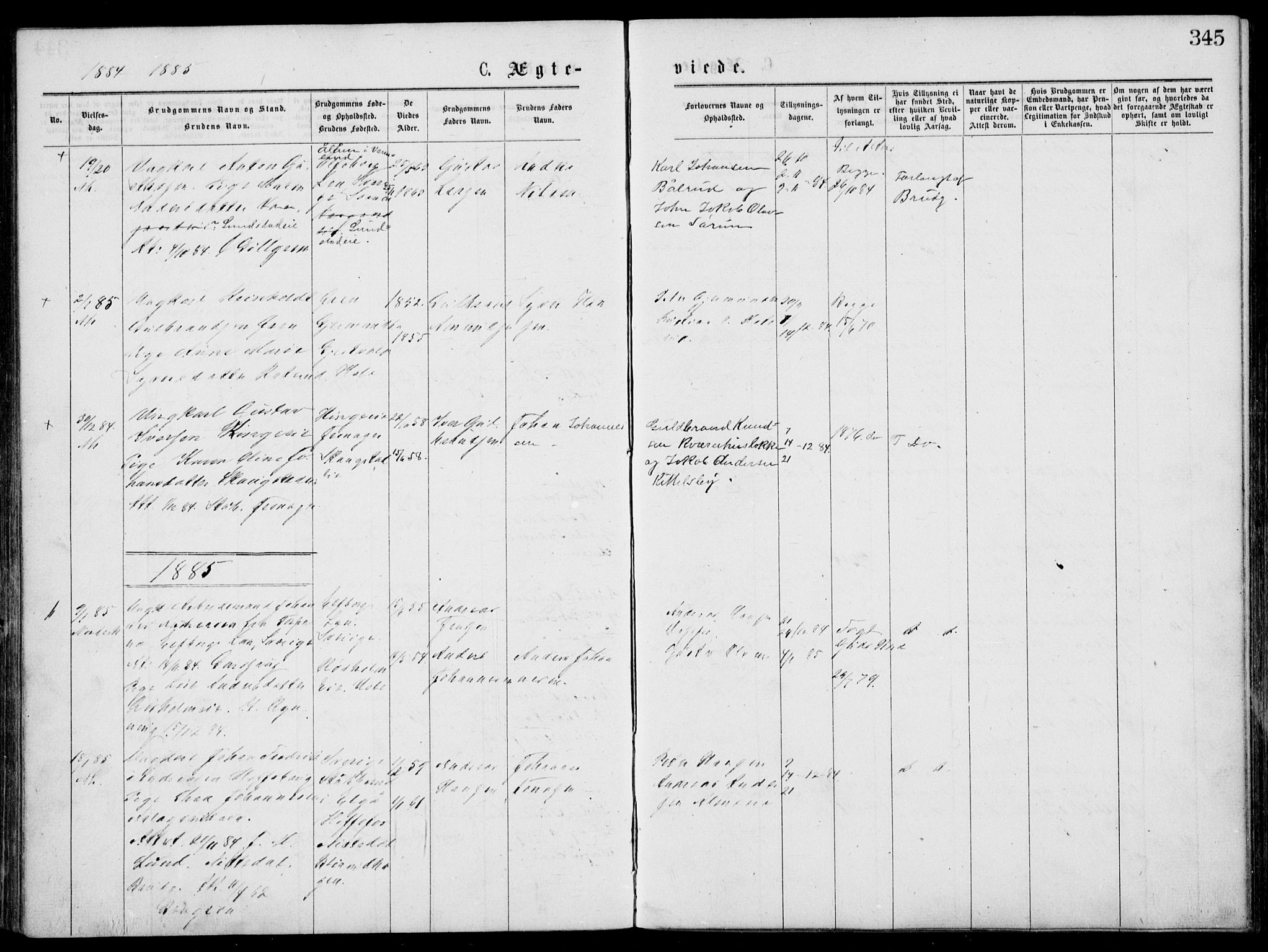 Norderhov kirkebøker, SAKO/A-237/G/Gb/L0001: Parish register (copy) no. II 1, 1876-1899, p. 345