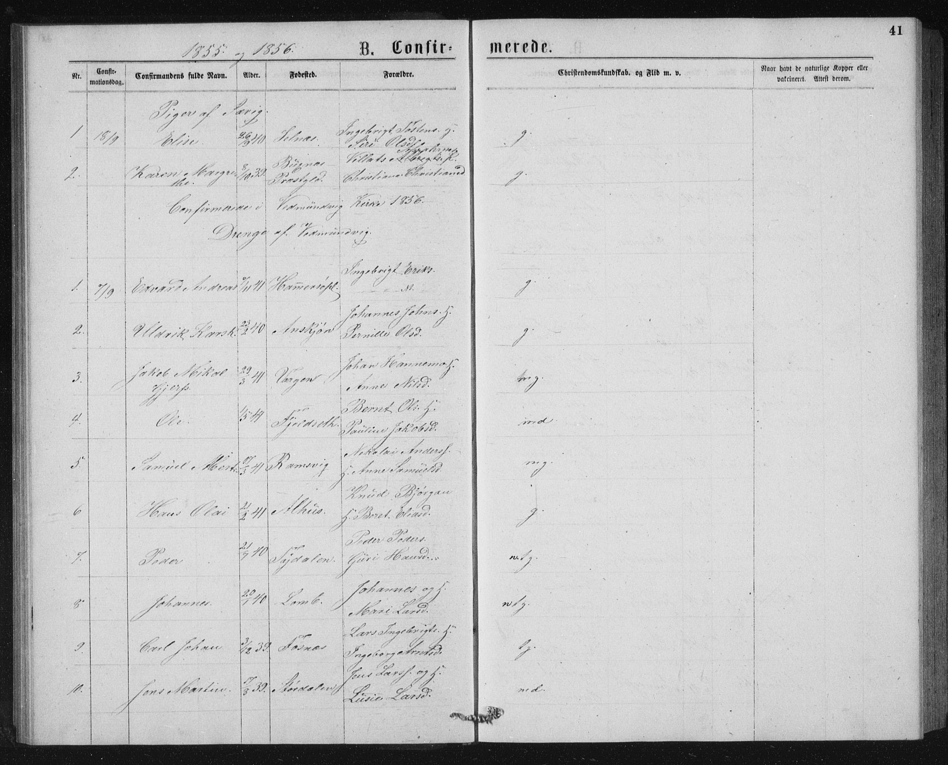 Ministerialprotokoller, klokkerbøker og fødselsregistre - Nord-Trøndelag, SAT/A-1458/768/L0567: Parish register (official) no. 768A02, 1837-1865, p. 41