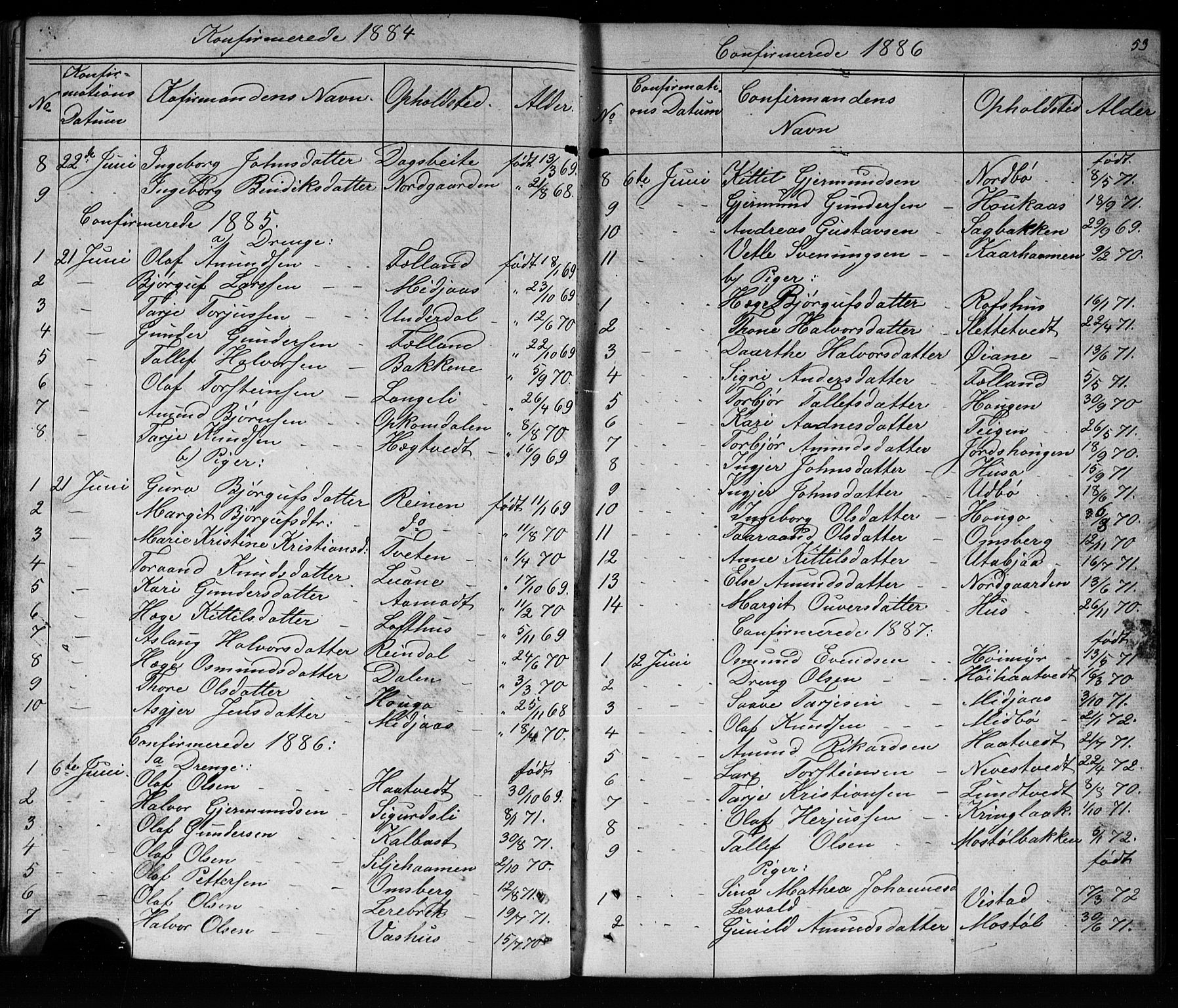 Mo kirkebøker, SAKO/A-286/G/Ga/L0001: Parish register (copy) no. I 1, 1851-1891, p. 53