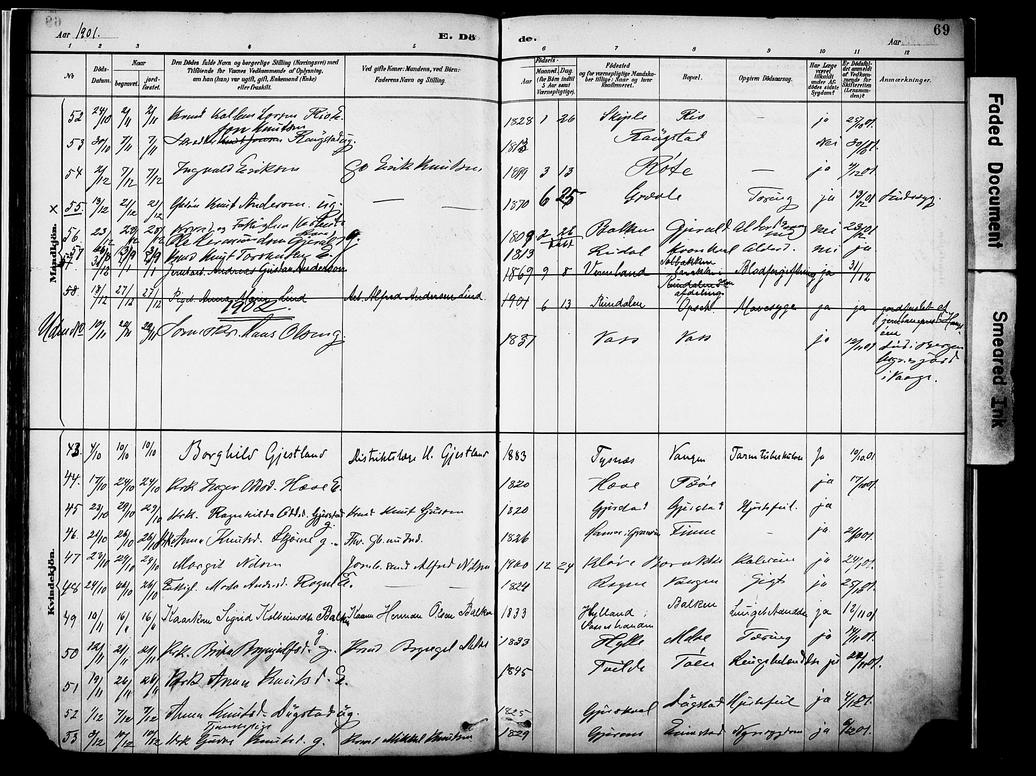 Voss sokneprestembete, SAB/A-79001/H/Haa: Parish register (official) no. A 22, 1887-1909, p. 69