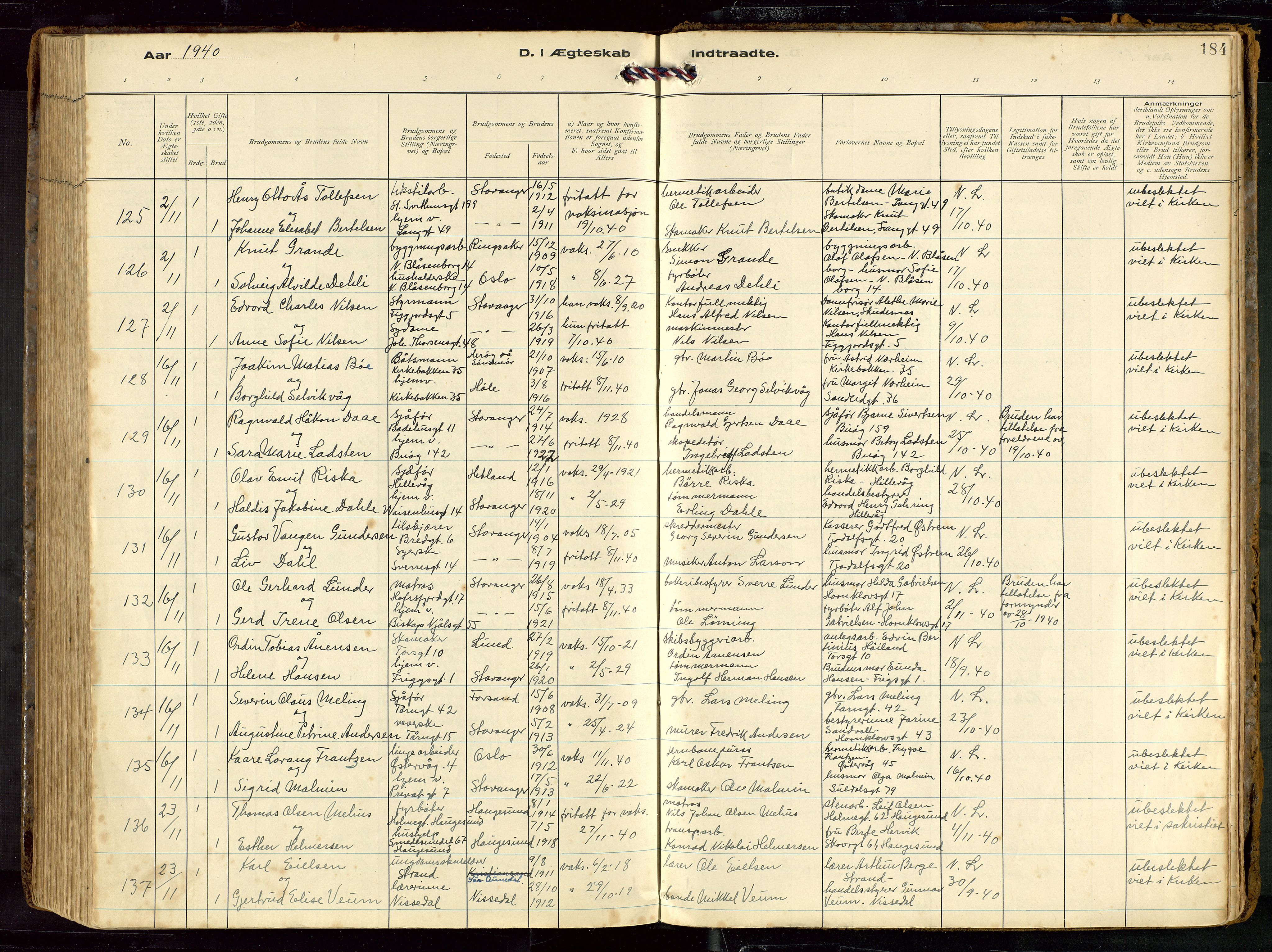 St. Petri sokneprestkontor, AV/SAST-A-101813/002/D/L0002: Parish register (official) no. A 27, 1921-1942, p. 184