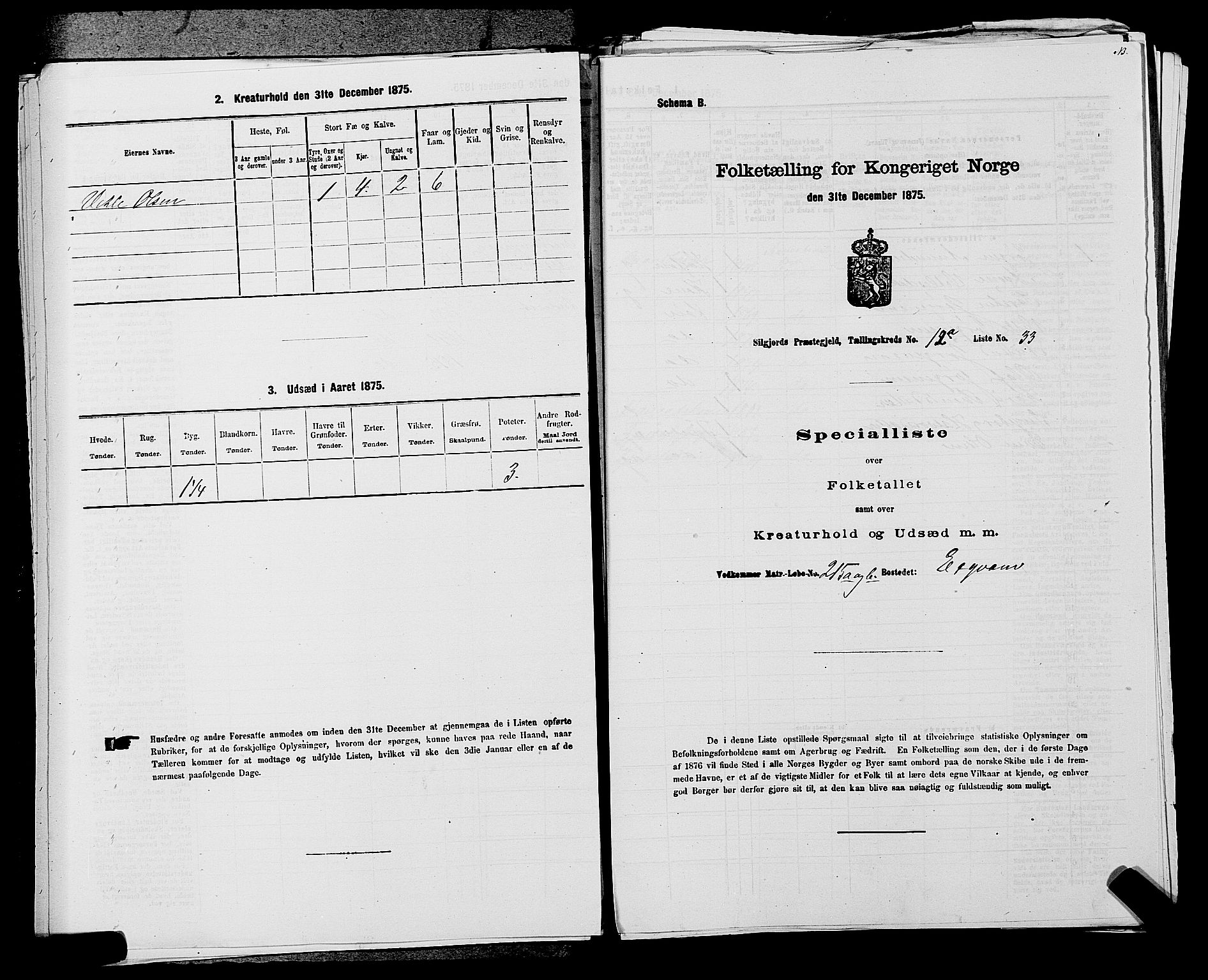 SAKO, 1875 census for 0828P Seljord, 1875, p. 1315