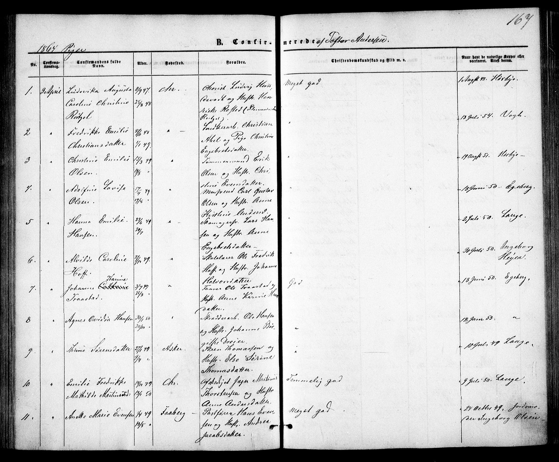 Trefoldighet prestekontor Kirkebøker, SAO/A-10882/F/Fb/L0001: Parish register (official) no. II 1, 1858-1871, p. 167