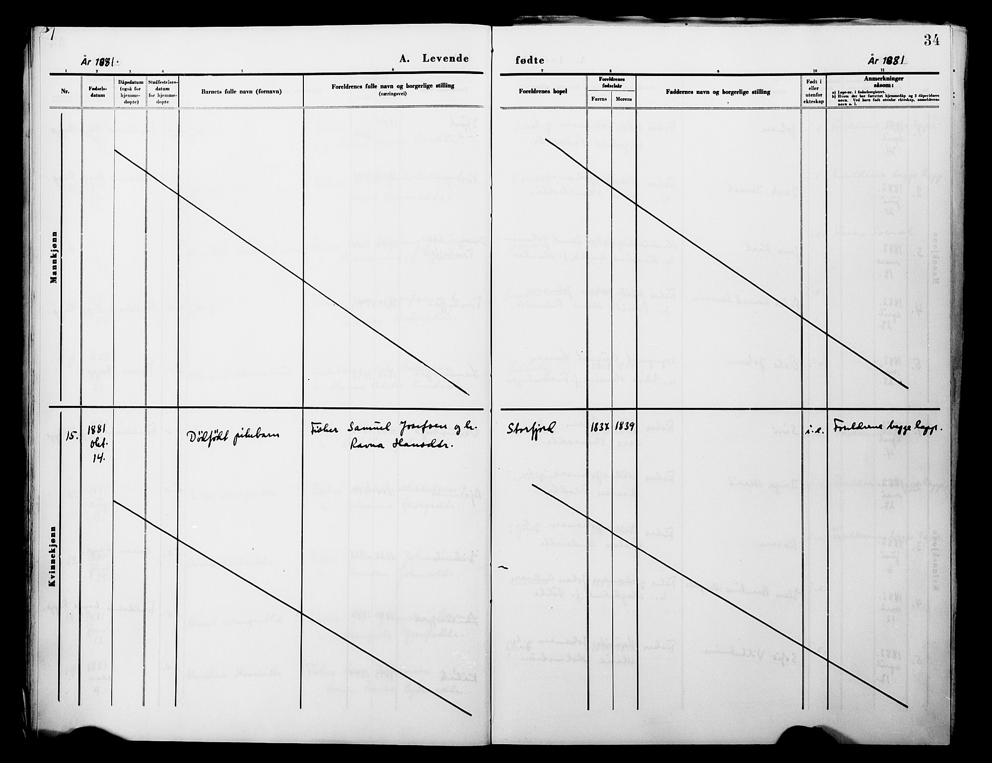 Lebesby sokneprestkontor, AV/SATØ-S-1353/H/Ha/L0004kirke: Parish register (official) no. 4, 1870-1902, p. 34