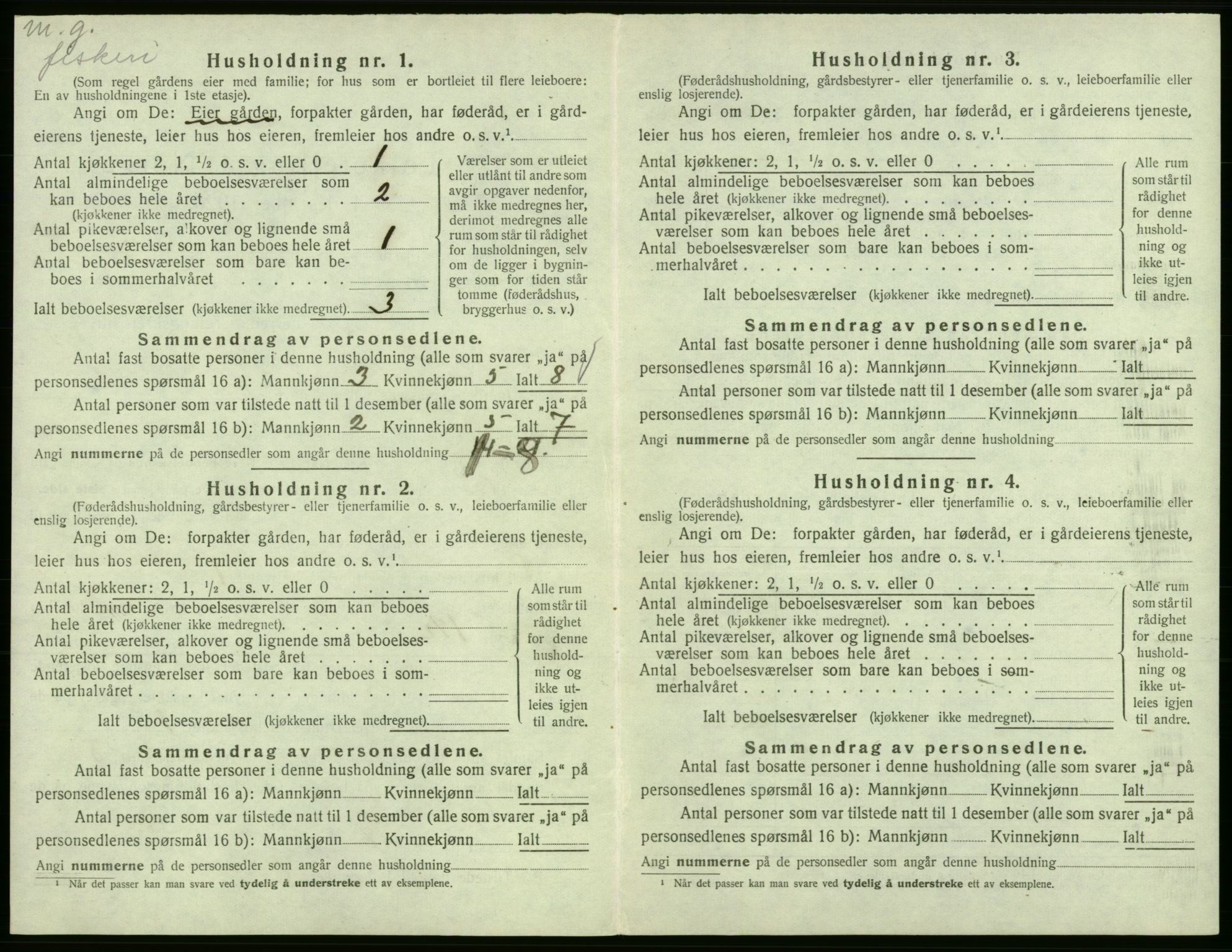 SAB, 1920 census for Fitjar, 1920, p. 419