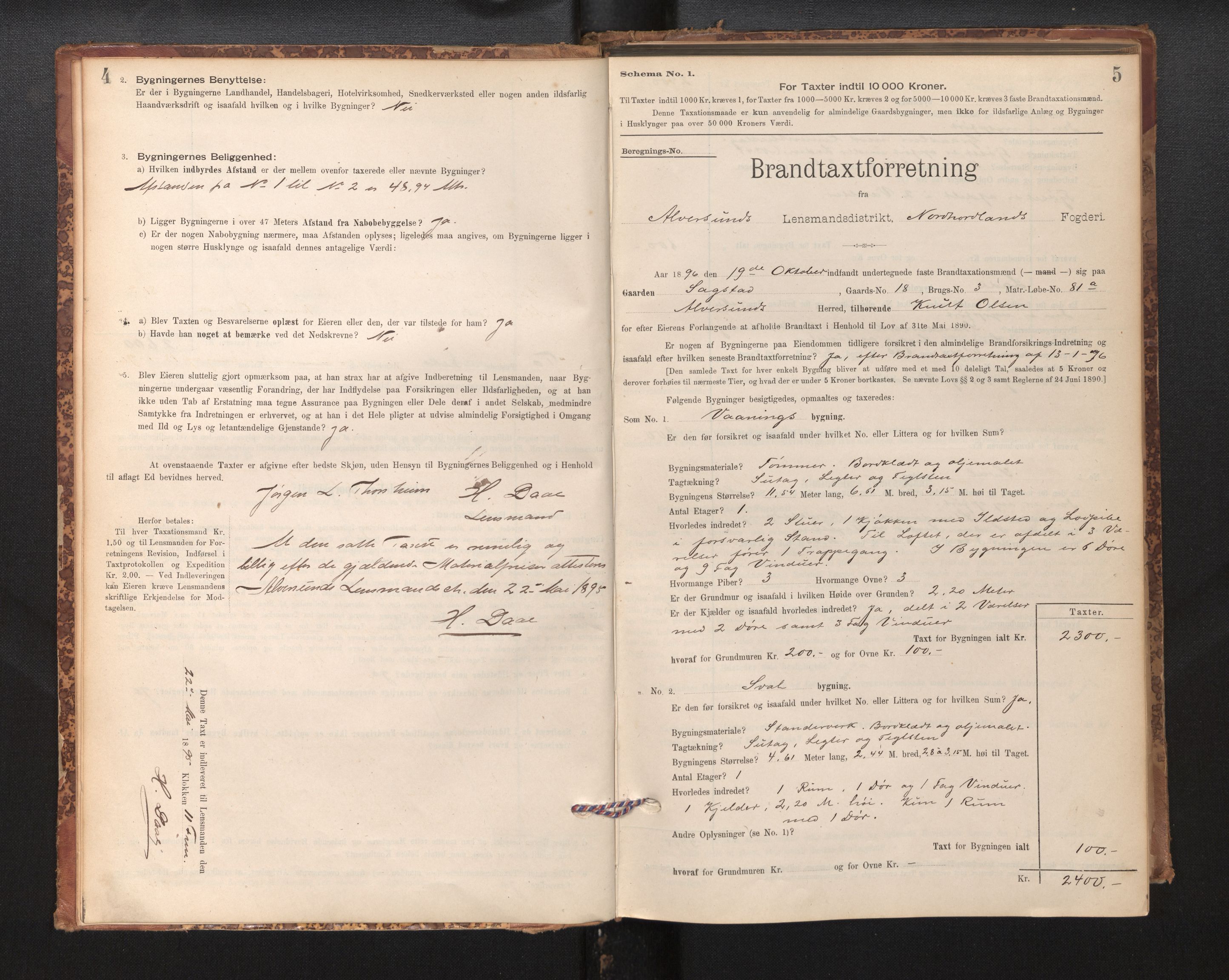 Lensmannen i Alversund, SAB/A-30701/0012/L0004: Branntakstprotokoll, skjematakst, 1894-1953, p. 4-5
