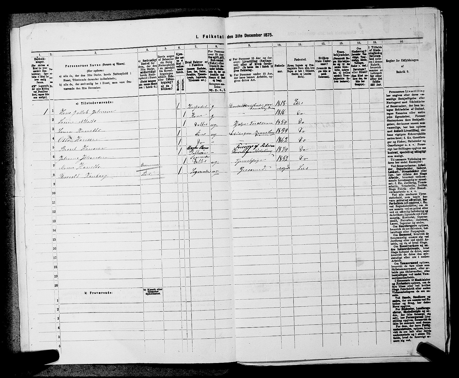 SAKO, 1875 census for 0624P Eiker, 1875, p. 1610