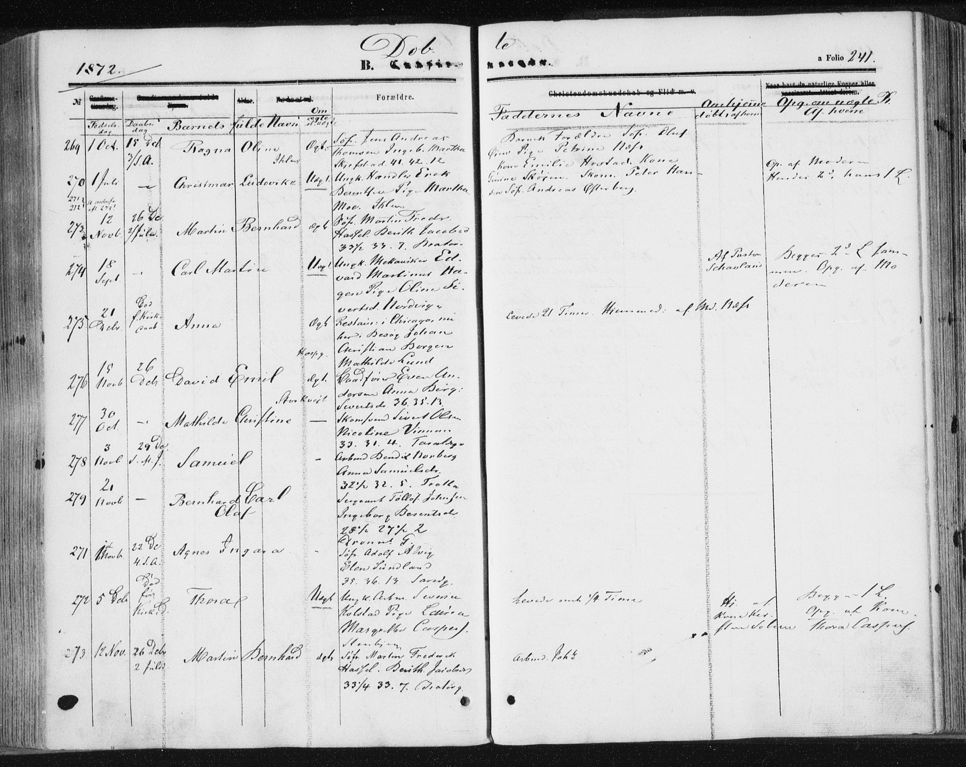 Ministerialprotokoller, klokkerbøker og fødselsregistre - Sør-Trøndelag, SAT/A-1456/602/L0115: Parish register (official) no. 602A13, 1860-1872, p. 241